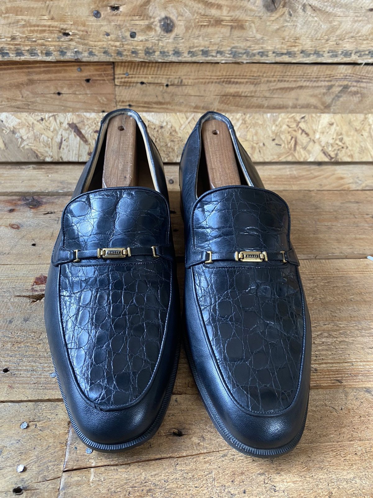 Bally Bally crocodile black leather heeled loafers,slip on sz uk 8 Size US 9 / EU 42 - 4 Thumbnail