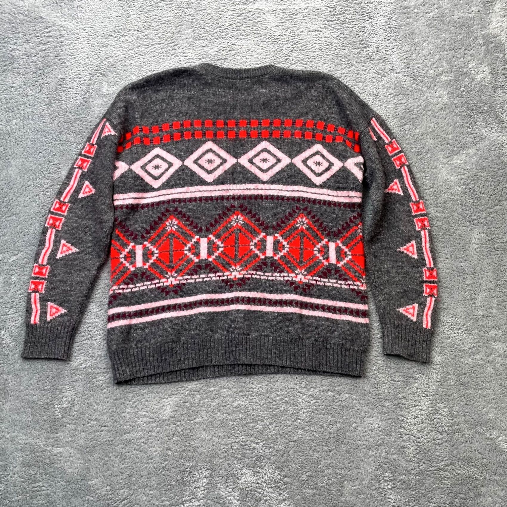 J.Crew J.CREW Mens Medium Gray Sweater Pullover Fair Isle Knit Geometric Long Sleeve Size US M / EU 48-50 / 2 - 6 Thumbnail