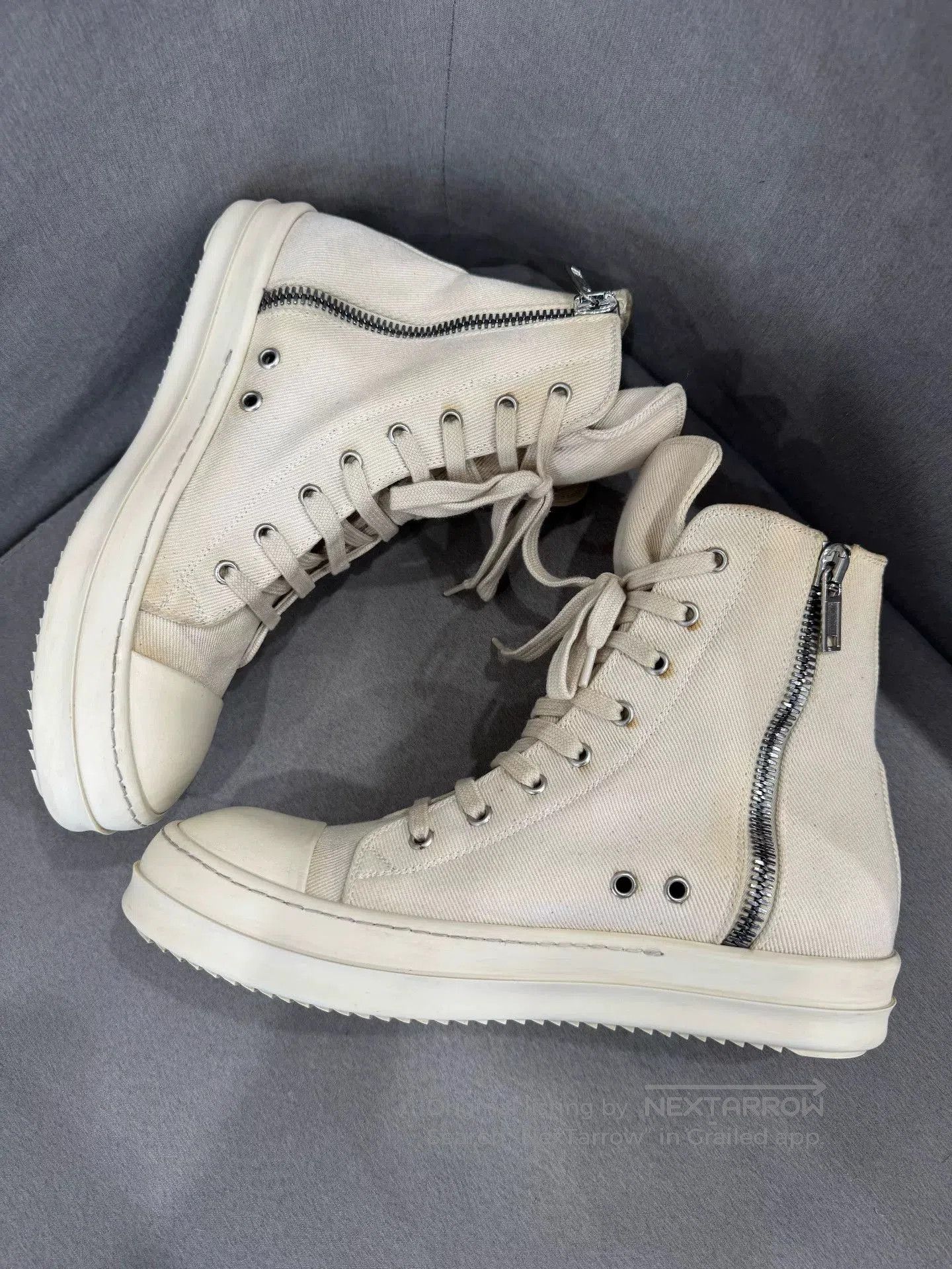 Converse Rick Owens White Canvas High. Size US 9 / EU 42 - 4 Thumbnail