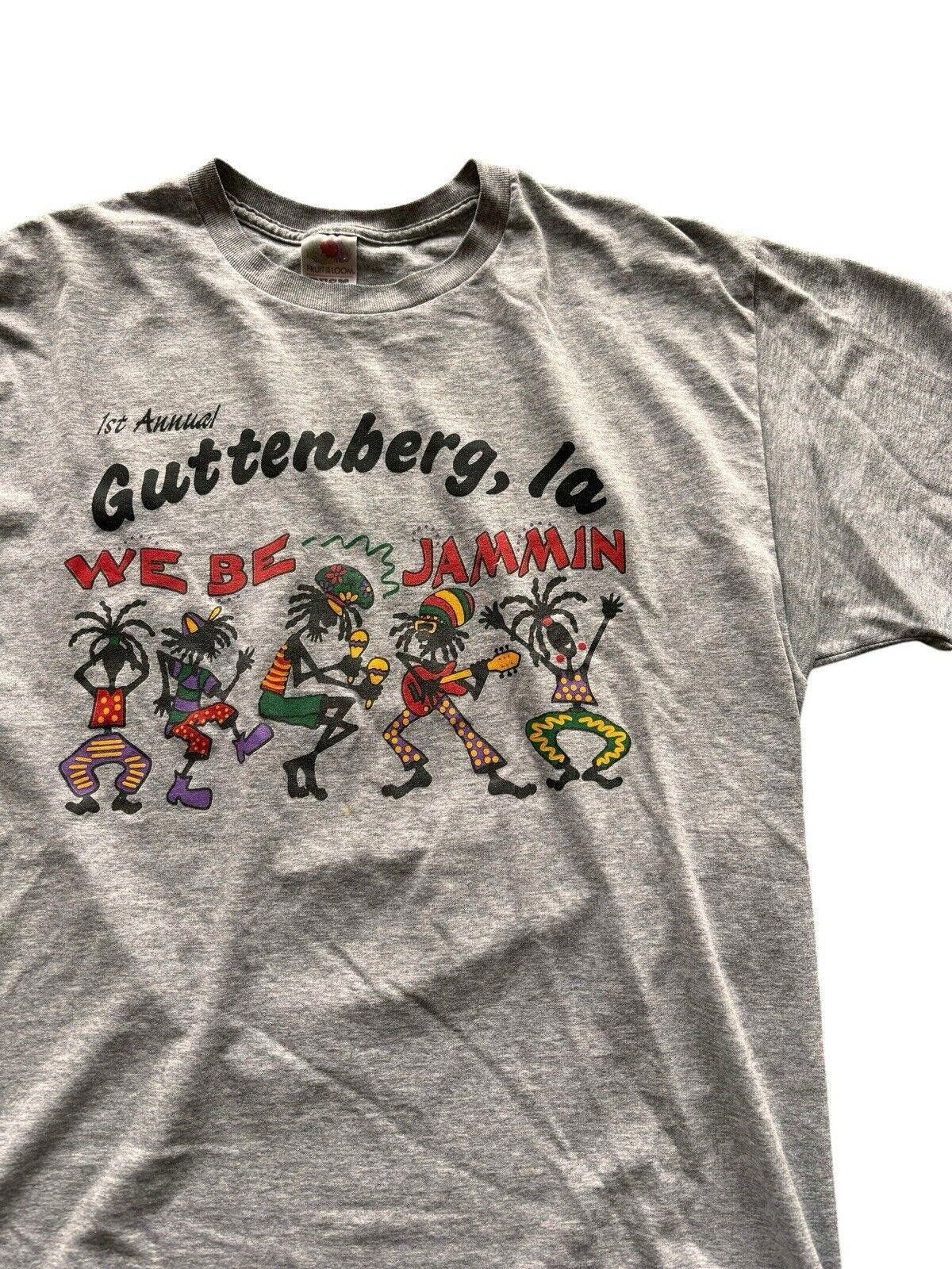 Fruit Of The Loom Vintage Guttenberg We Be Jammin T-shirt Large Size US L / EU 52-54 / 3 - 1 Thumbnail