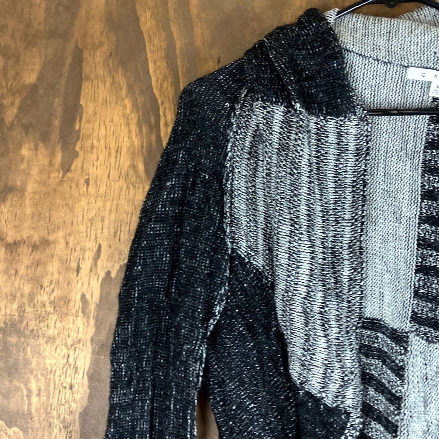 Vintage Cabi Womens Sweater Black Gray Open Front Cardigan Patchwork #483 Medium Cardigan, Sweater, Open Front, Patchwork, Black, Gray, M, Womens Size M / US 6-8 / IT 42-44 - 4 Thumbnail