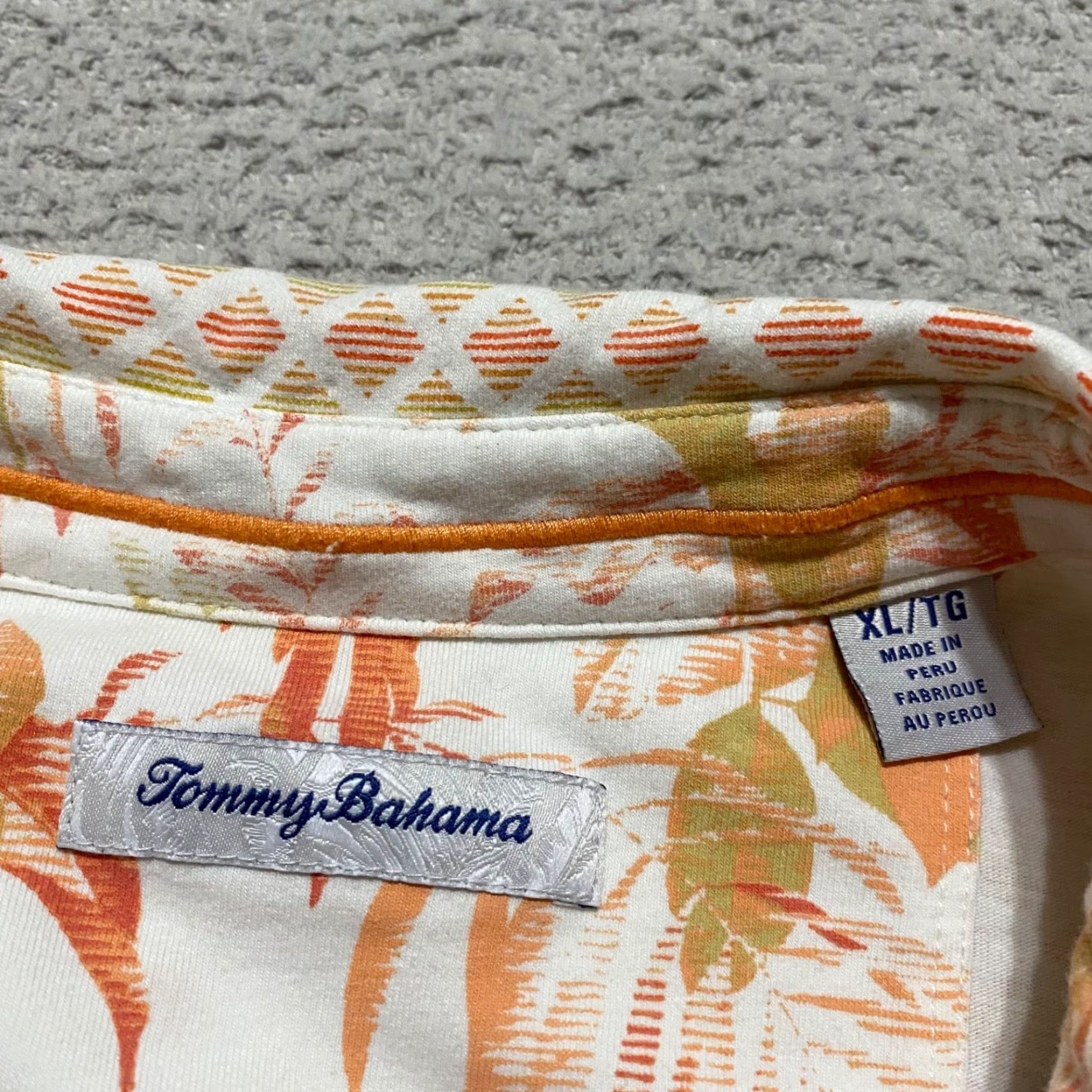 Tommy Bahama Tommy Bahama Polo Shirt Men XL Orange Plaid Check Short Sleeve Cotton Blend Shirt Size US XL / EU 56 / 4 - 3 Thumbnail