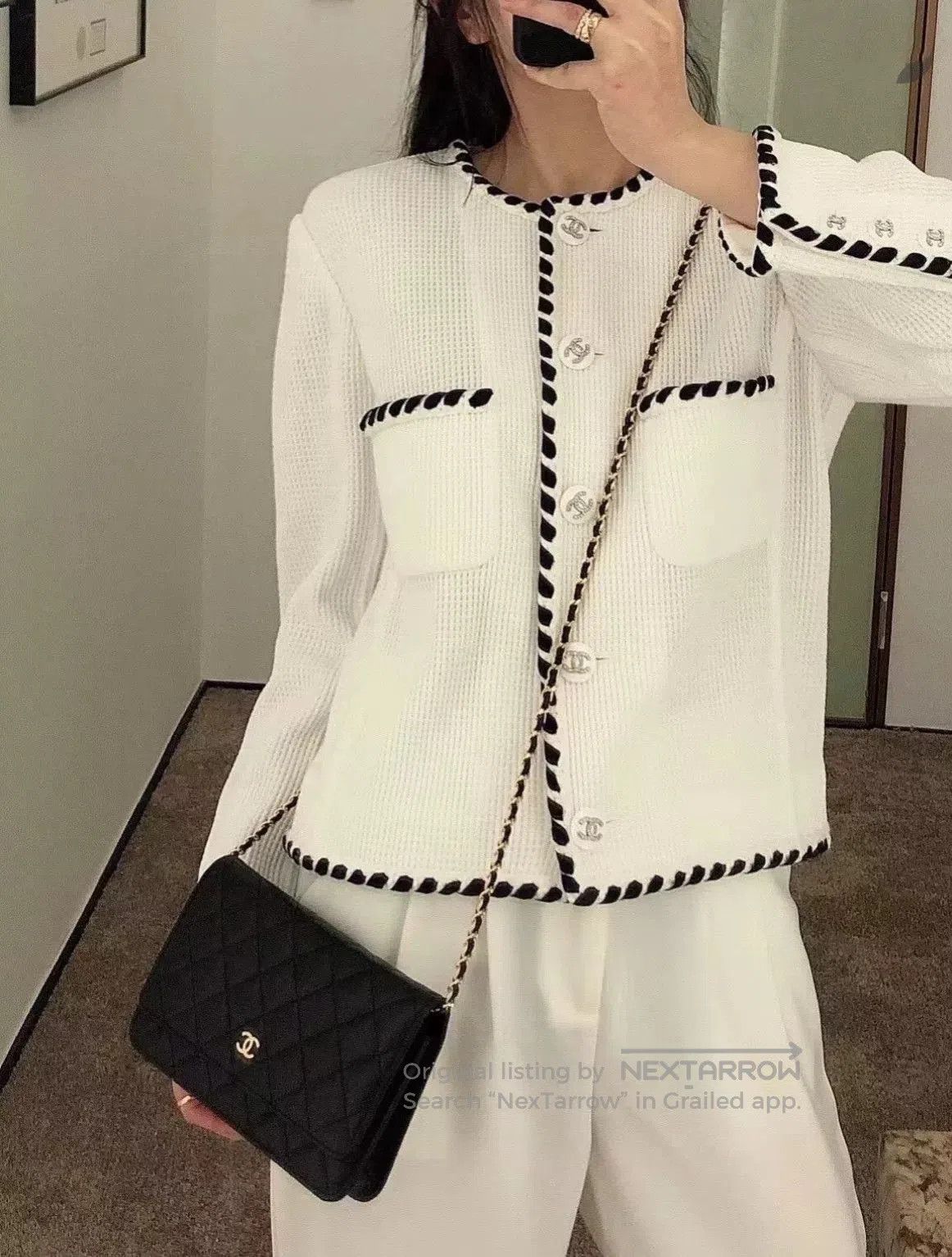 Chanel Chanel 21C White Waffle Coat. Size XXS / US 00 / IT 34 - 1 Thumbnail