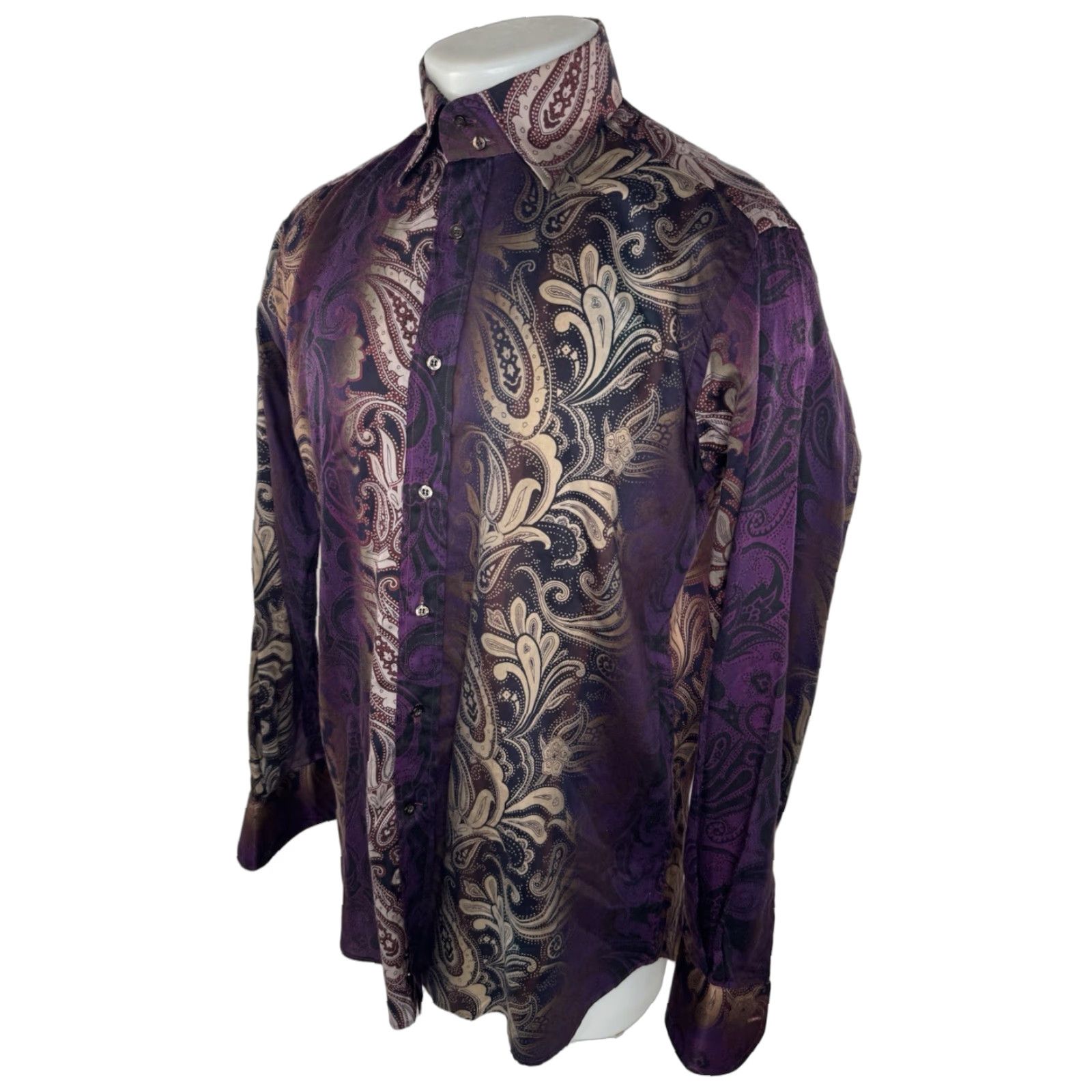 Etro ETRO Italy - Paisley Shirt Mens 41 Button-Up Long Sleeve 32.5" L 22" Pit Multicolor 19" Shoulder 32.5" Length Mens Shirt Size US L / EU 52-54 / 3 - 1 Thumbnail