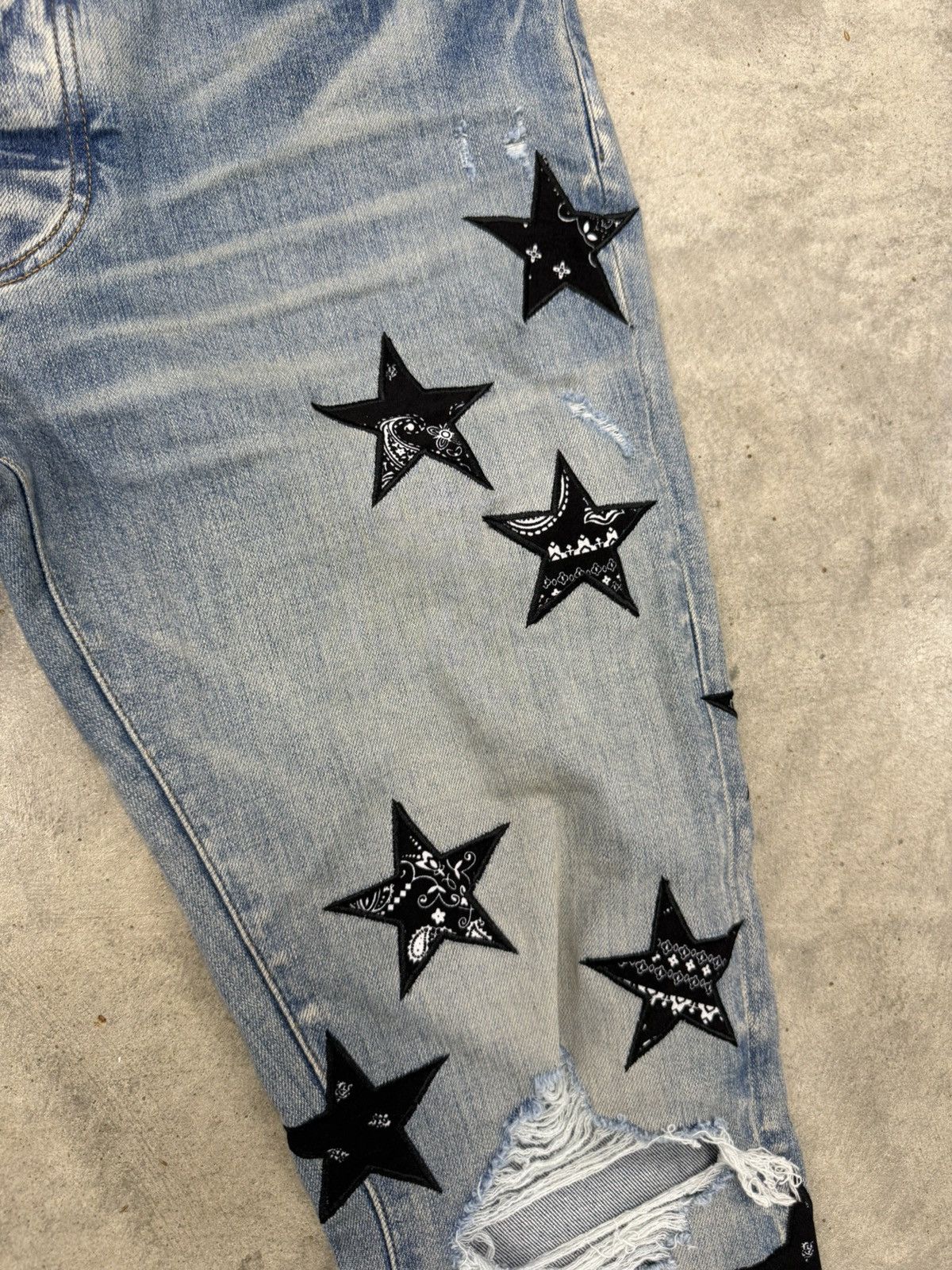 Amiri Amiri Bandana Star Patchwork Skinny Jeans Size US 33 - 6 Thumbnail