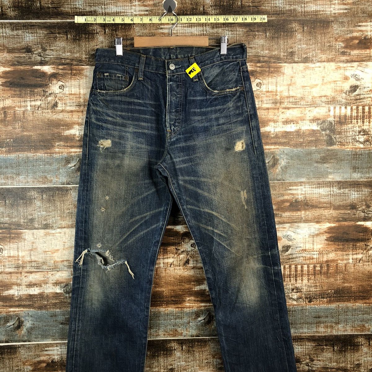 Levi's Levis 501 Blue Distressed ripped Denim jeans Pants #A2606 Size US 32 / EU 48 - 2 Thumbnail