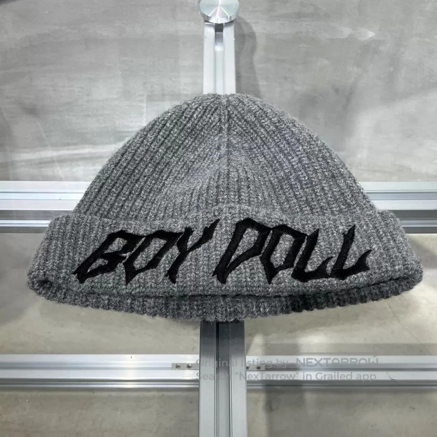 Celine Gray Knit Beanie with 'BOY DOLL' Embroidered. Size ONE SIZE - 1 Thumbnail