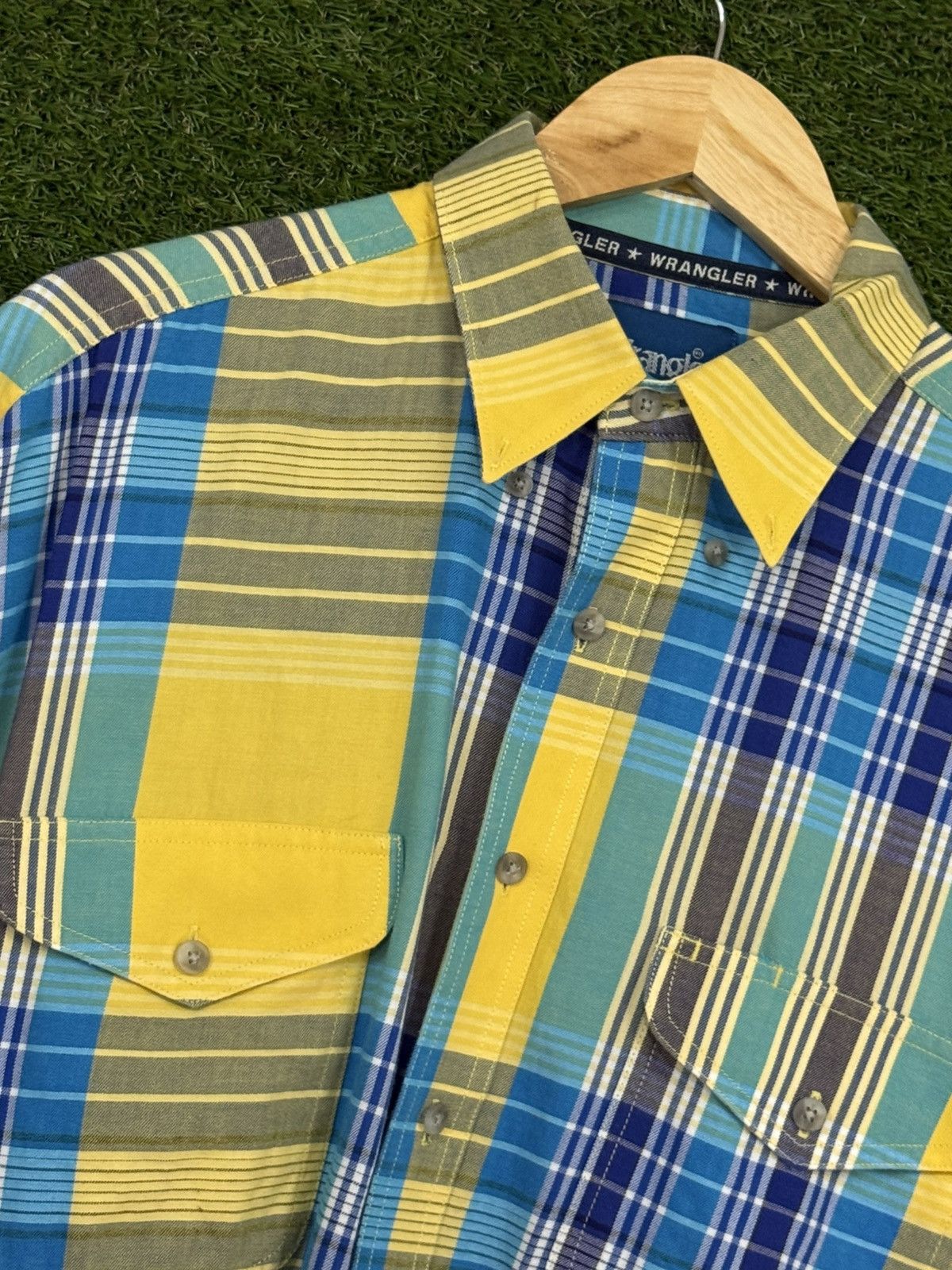Wrangler Vintage Wrangler Cowboy Plaid Flannel Short Sleeve Shirt Size US L / EU 52-54 / 3 - 3 Thumbnail