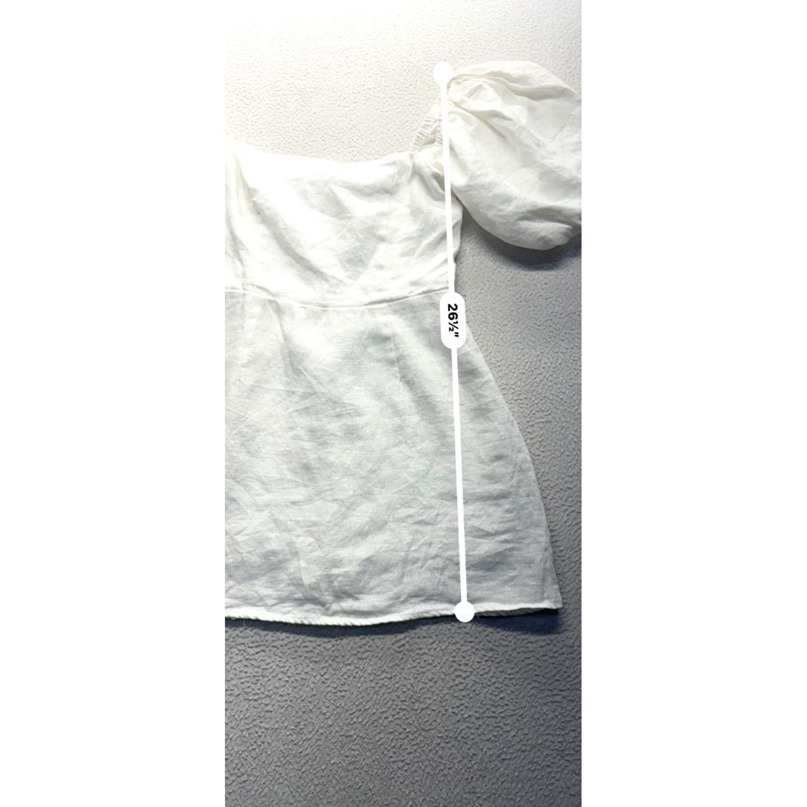Vintage Verge White Linen Puff Sleeve Mini Dress Size 8 Size M / US 6-8 / IT 42-44 - 6 Thumbnail