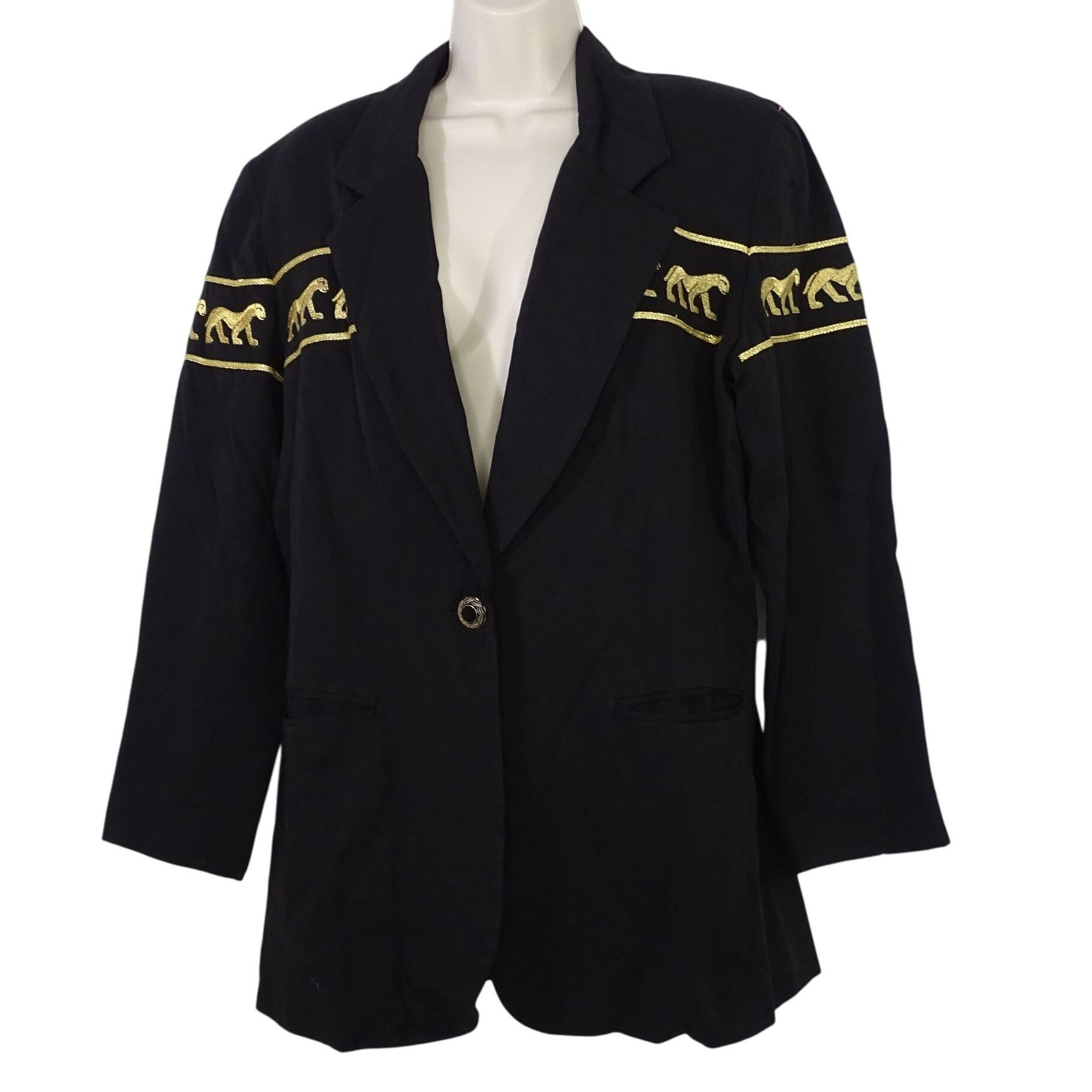 Vintage Vtg Stephanie Queller Black Blazer Jacket Women Size 10 Size L / US 10 / IT 46 - 2 Thumbnail