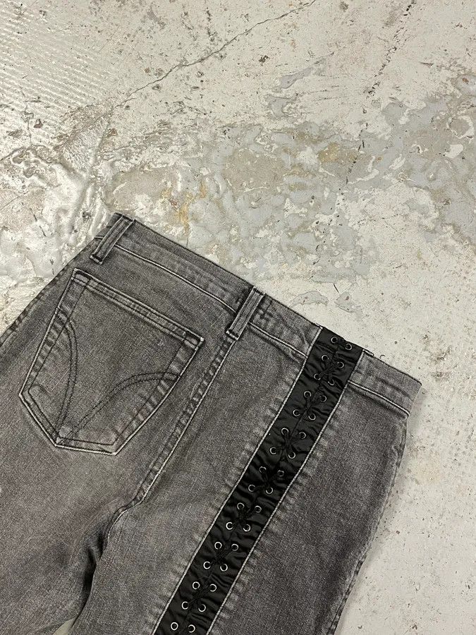 Dolce & Gabbana 2000s Dolce & Gabbana Bondage Corset Grey Denim Jeans Size US 28 / EU 44 - 7 Thumbnail