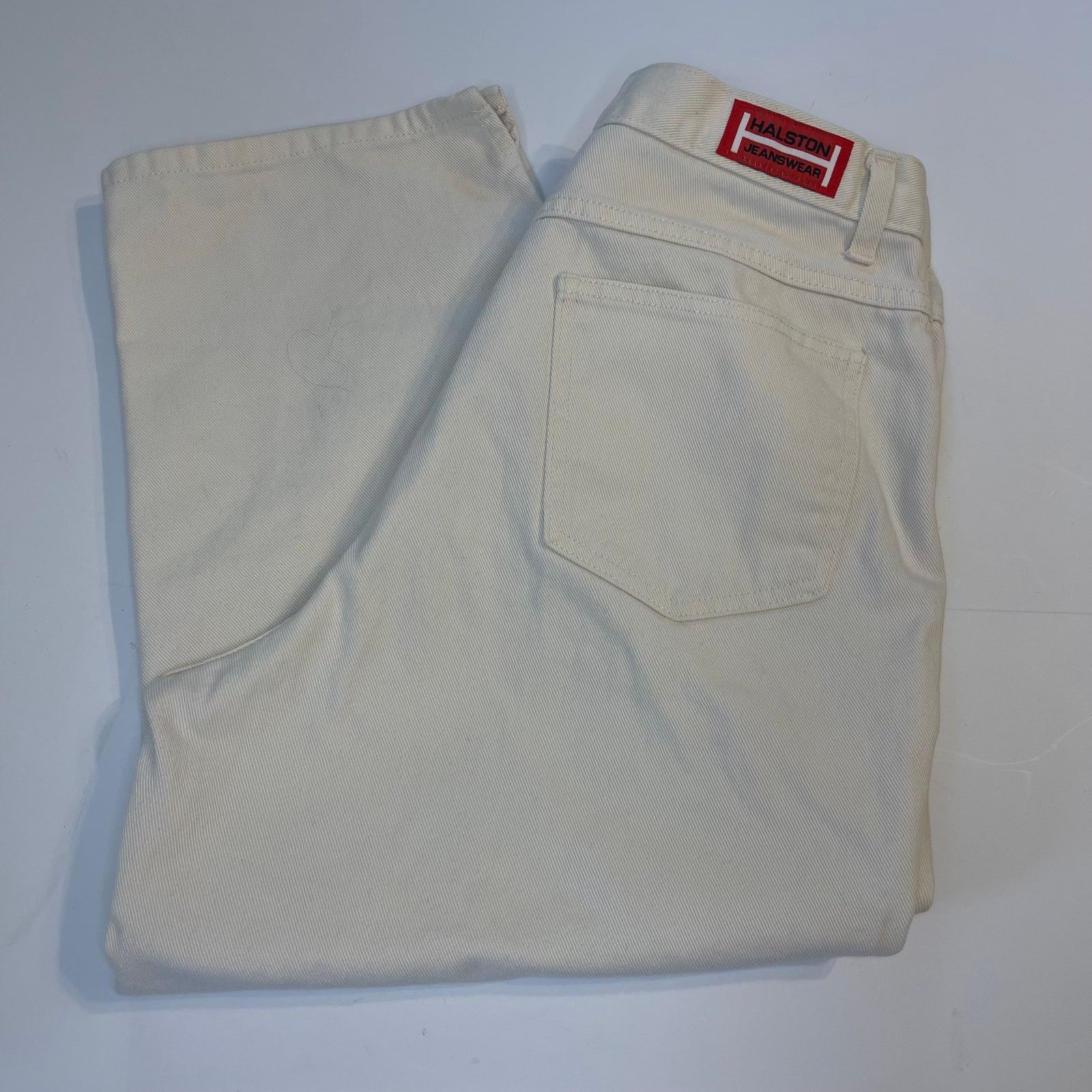 Halston Vintage Halston High Waist Cropped White Denim Jeans, 12 Size 36" / US 14 / IT 50 - 4 Thumbnail