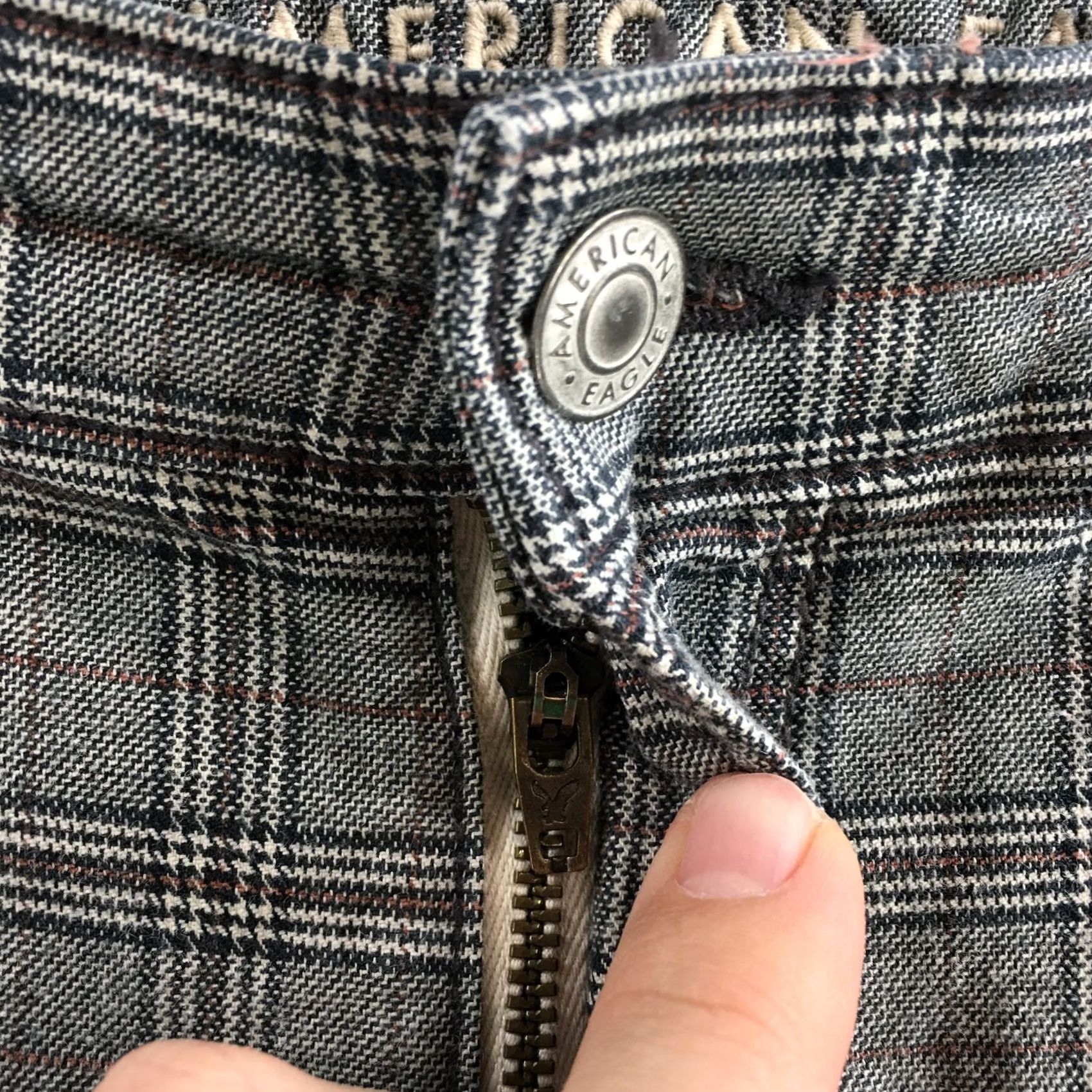 American Eagle Outfitters American Eagle Outfitters Mom Straight Pants Womens 18R Gray Plaid Cotton Blend High Rise Size 40" / US 18 - 5 Thumbnail
