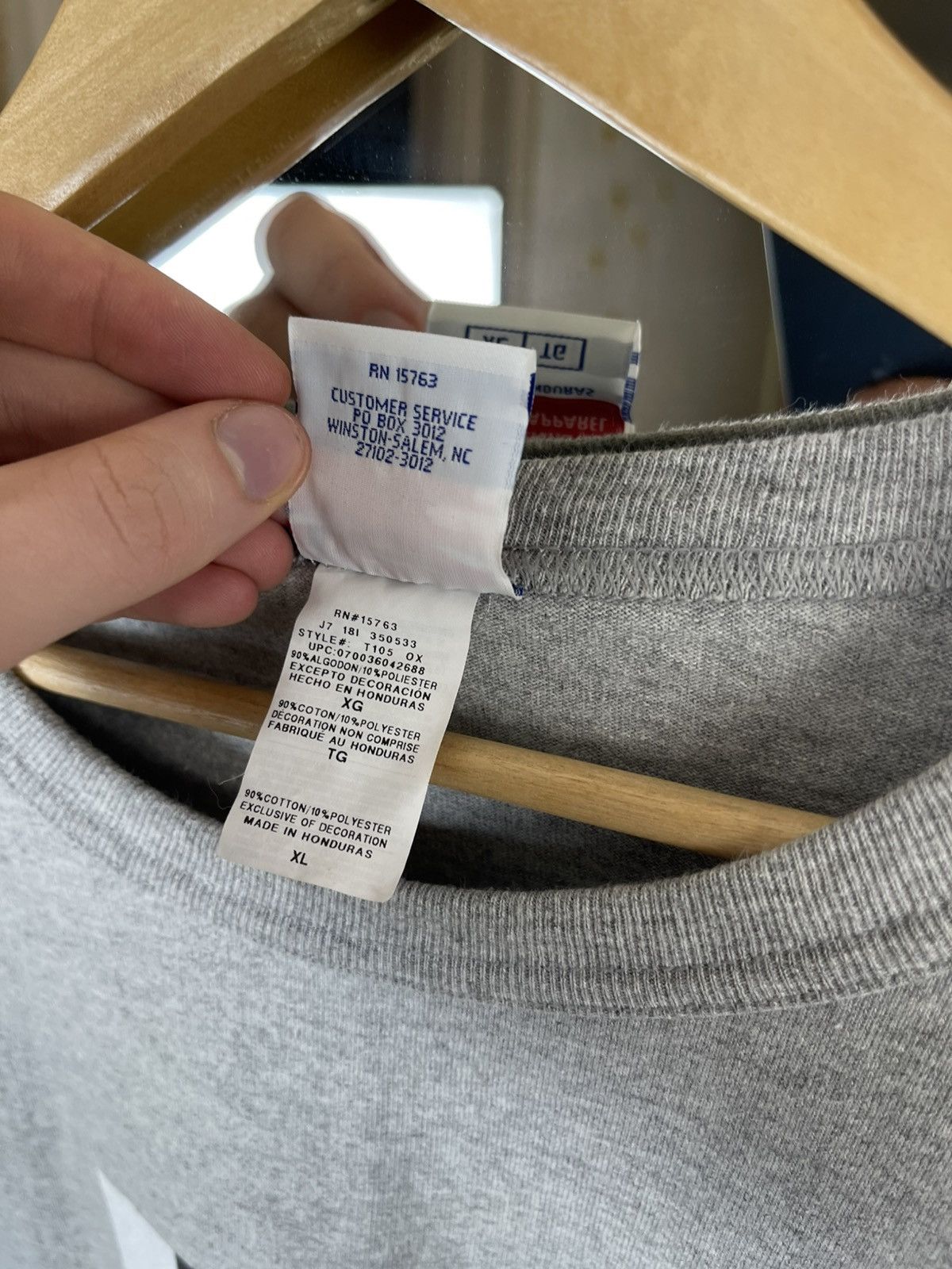Champion Champion Custom "Tired" Graphic Box Logo Grey Tee Size US XL / EU 56 / 4 - 5 Thumbnail