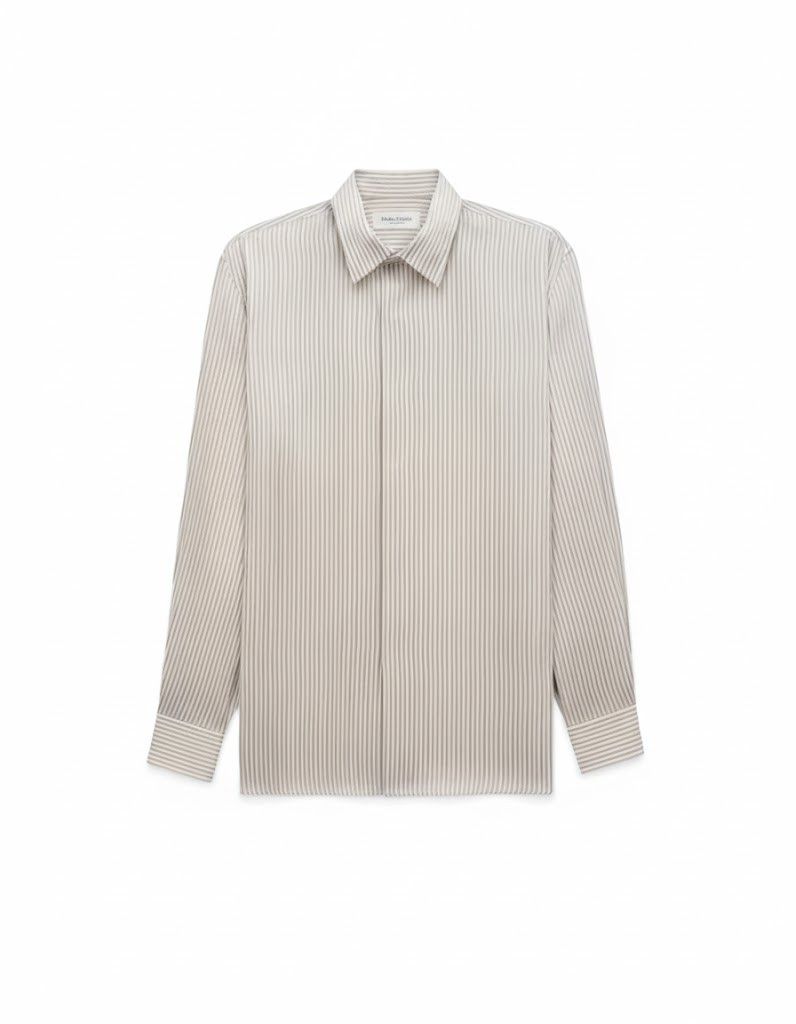 Gucci oc11z1025 Shirt in Striped Silk in Off White Size US S / EU 44-46 / 1 - 1 Preview