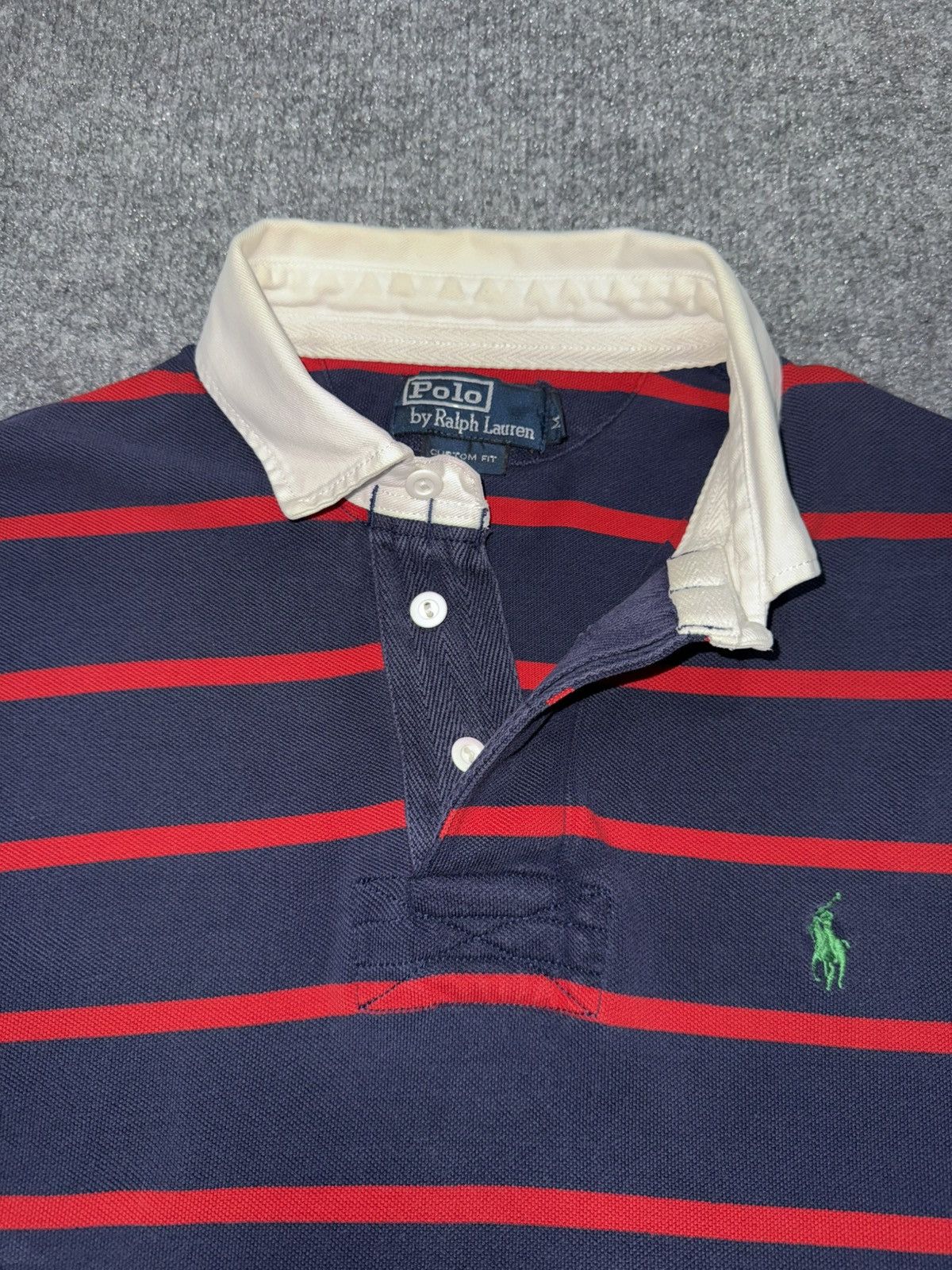 Polo Ralph Lauren Ralph Lauren Polo Rugby Stripe Navy Red Custom Fit M Size US M / EU 48-50 / 2 - 3 Thumbnail