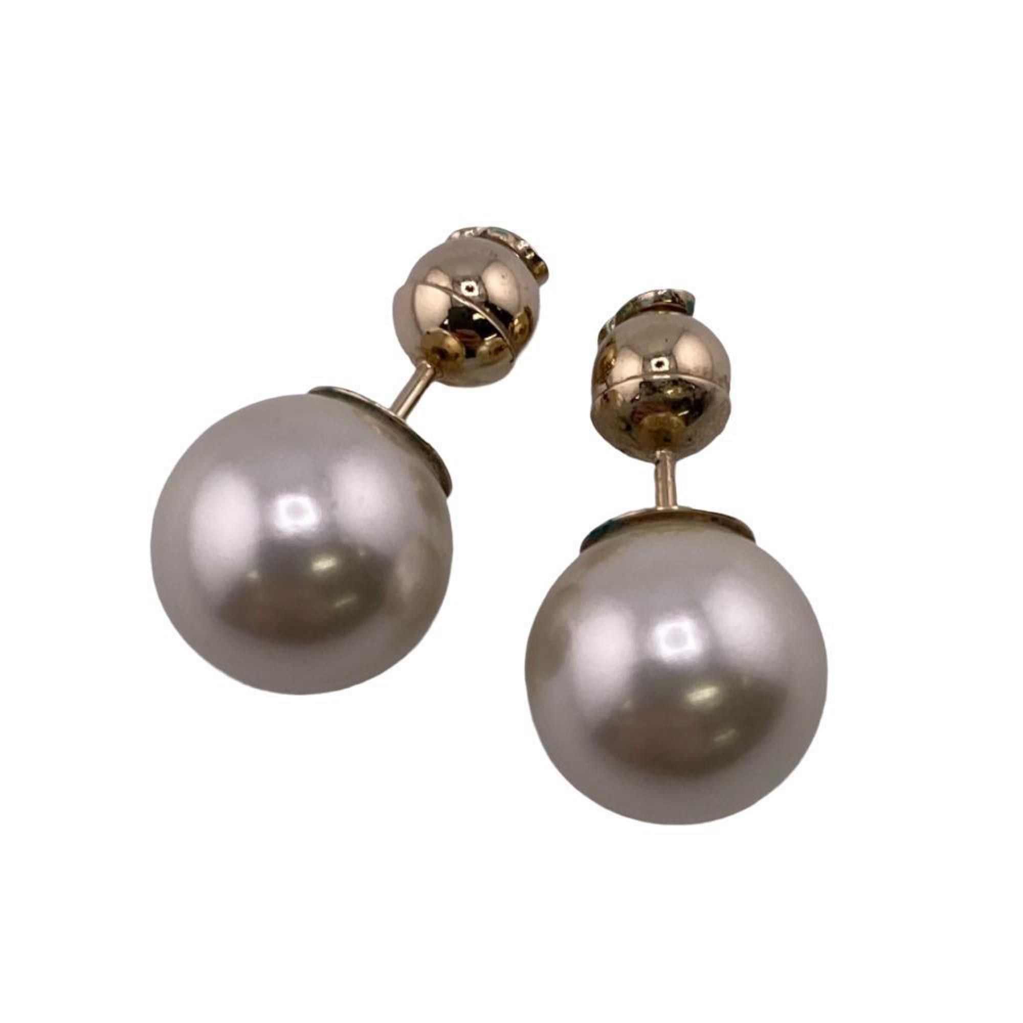 image of Christian Dior Dior Fake Pearl Earrings Gold Ladies, Women's
