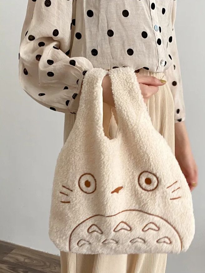 The Unbranded Brand Simple Lamb Wool Beige Color Shoulder Bag Size ONE SIZE - 1 Thumbnail