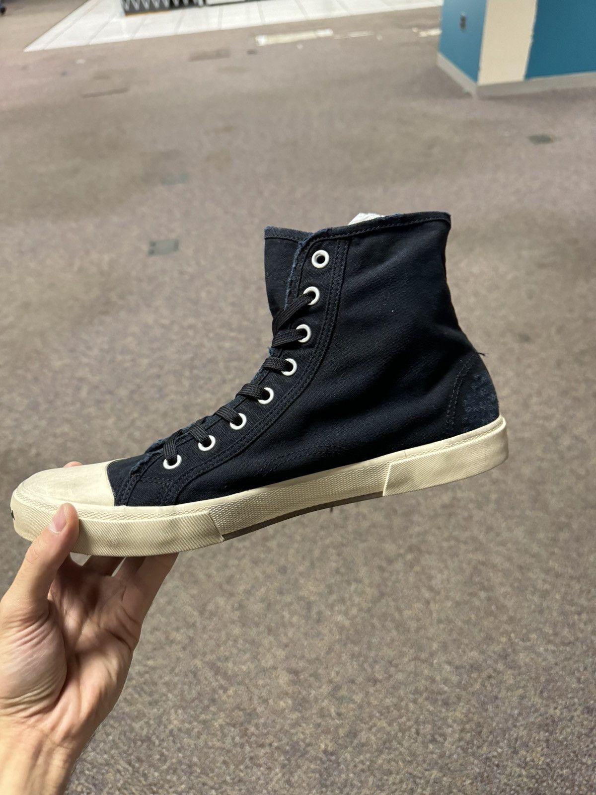 Balenciaga o1rshd1 Q:2 / Paris High-Top Sneakers in Black/White Size US 13 / EU 46 - 17 Thumbnail