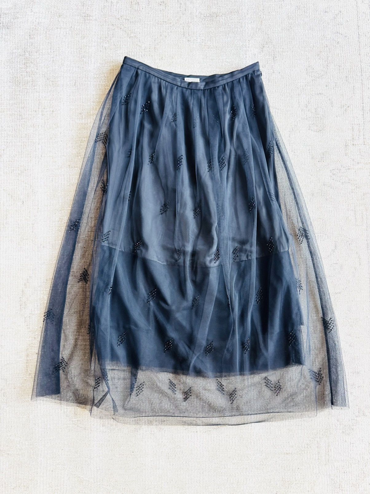 Brunello Cucinelli Brunello Cucinelli Layerd sheer tulle overlay beaded skirt 6 Size 28" / US 6 / IT 42 - 11 Thumbnail