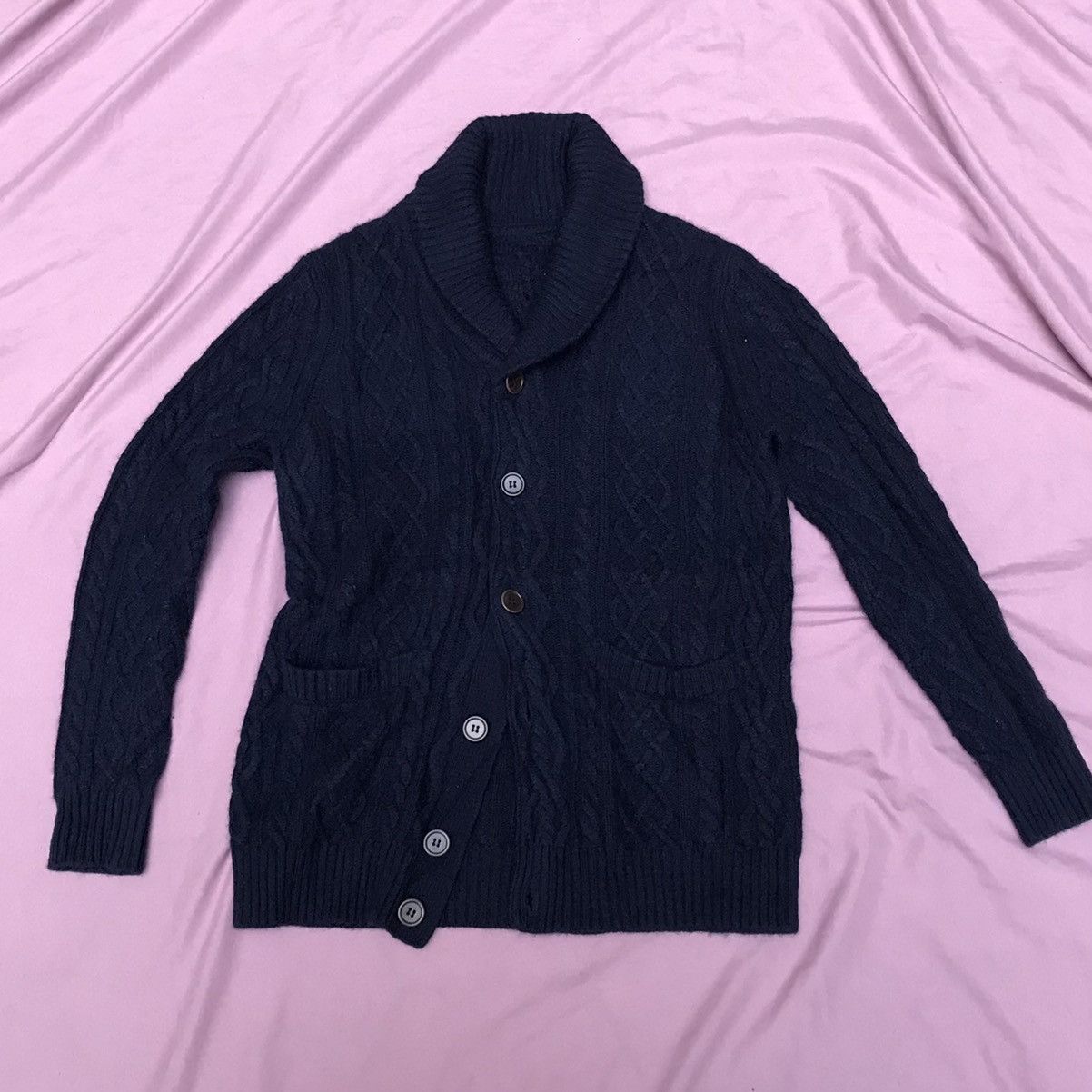 Other PURE CASHMERE CABLE KNIT SHAWL COLLAR CARDIGAN Size M / US 6-8 / IT 42-44 - 7 Thumbnail