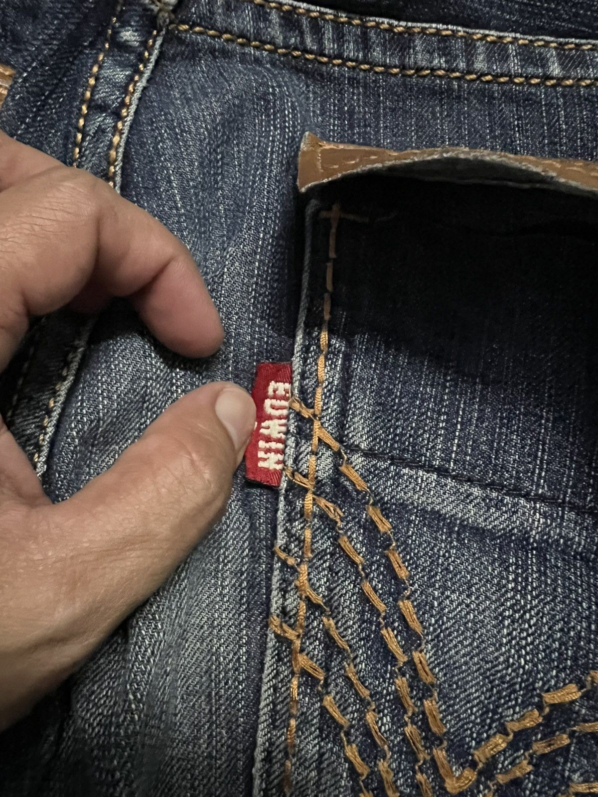 Edwin × Japanese Brand × Vintage 💥Flare💥Edwin Buffalo Head Distress Jean Size US 35 - 22 Thumbnail