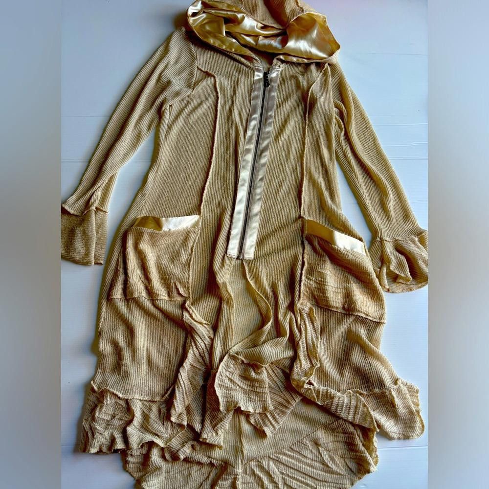 Designer Y2K Grunge Flowy Asymmetrical Zip-Up Vest Size L / US 10 / IT 46 - 1 Thumbnail