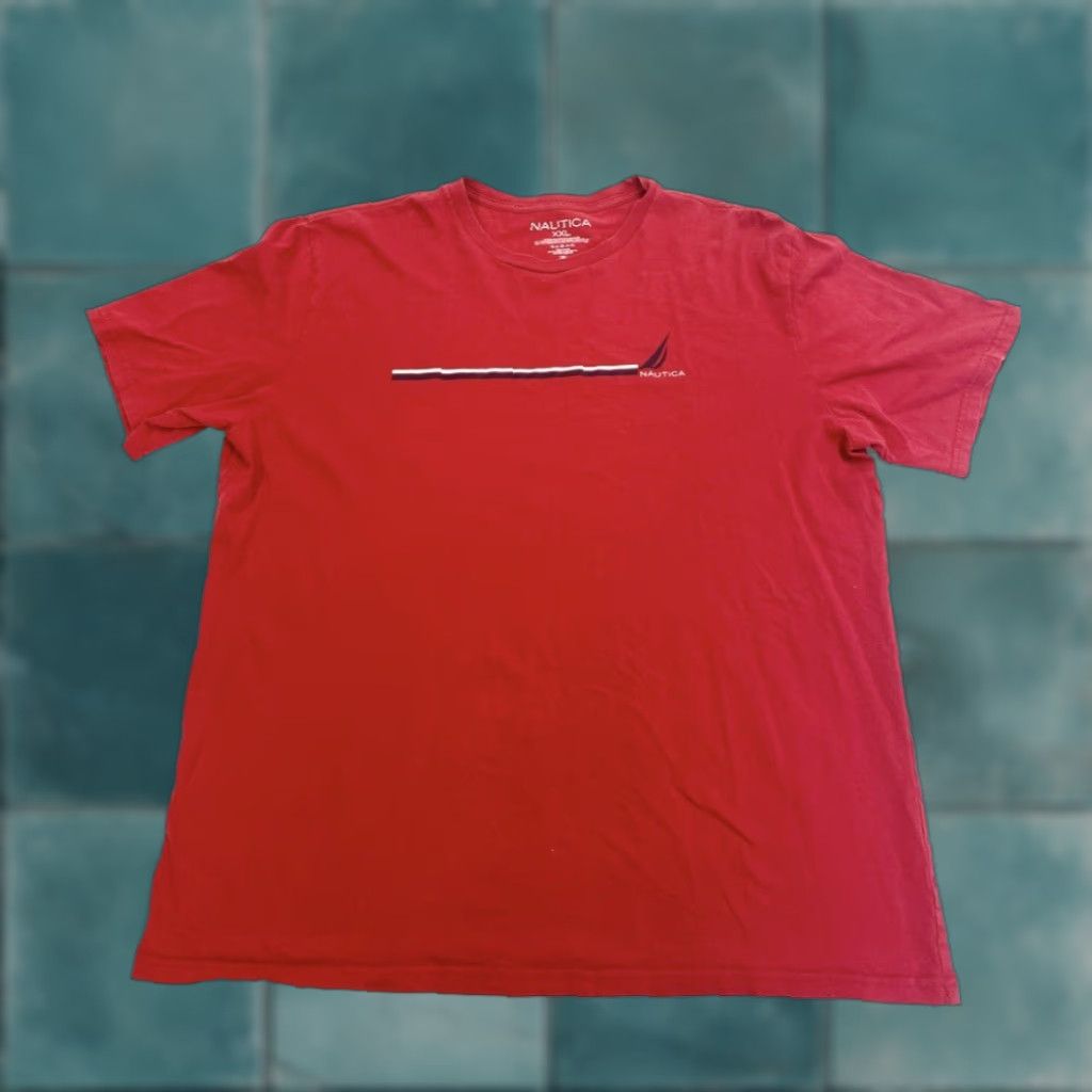 Nautica Nautica T-Shirt Men 2XL Red Short Sleeve Sail Boat Logo Cotton Crew Neck Nautical All Seasons Mens Quality Shirt Size US XXL / EU 58 / 5 - 1 Thumbnail
