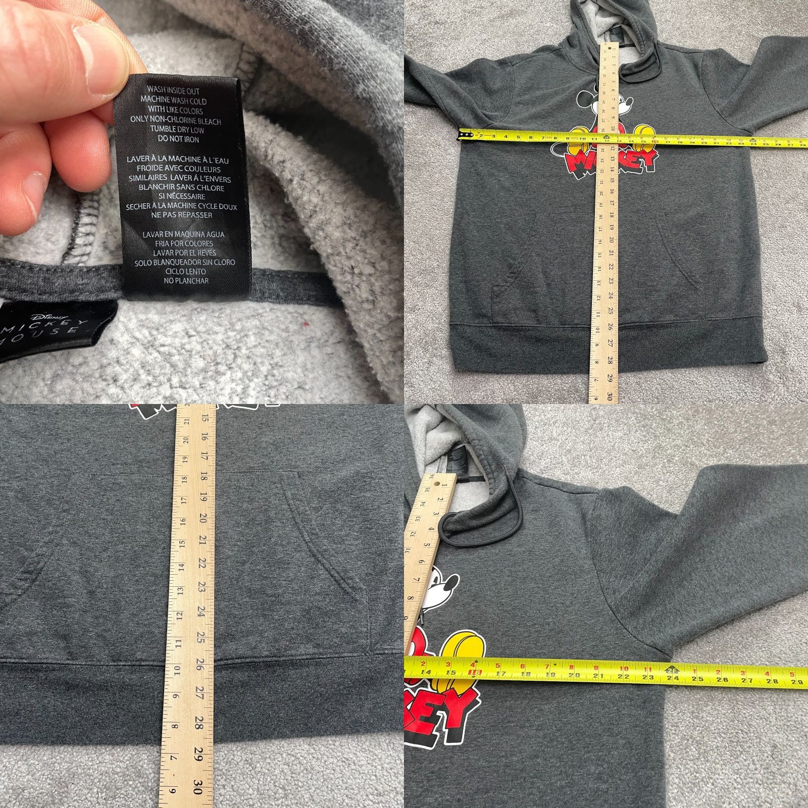 Disney Disney Mickey Mouse Pullover Hoodie Mens L Gray Graphic Sweatshirt Size US L / EU 52-54 / 3 - 8 Thumbnail
