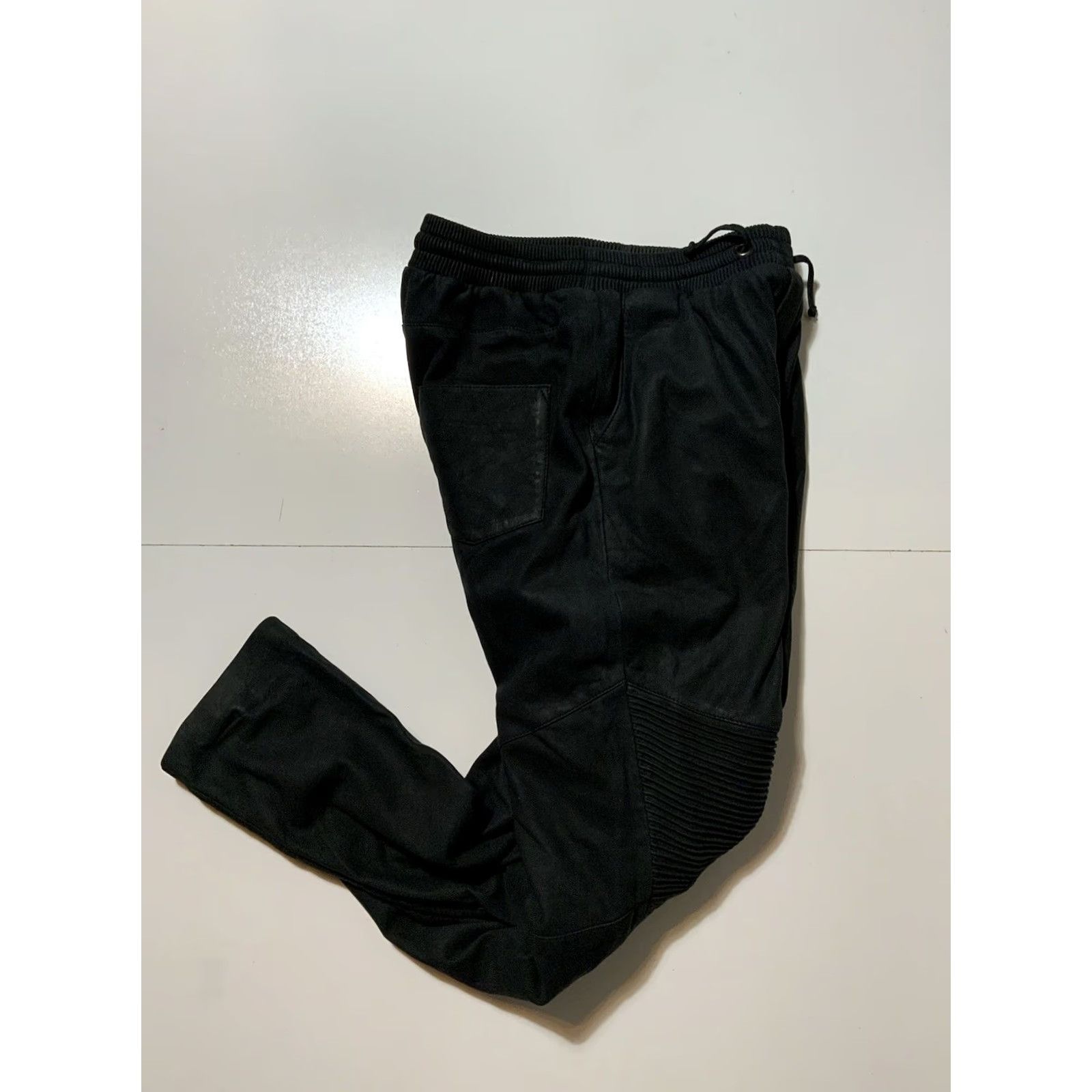 Vintage VINTAGE Autark Rough Concept Berlin Lamb Leather Biker Moto Canvas Drawstring Pants Sz.M Dark Charcoal Grey Men Regular M Inseam 33** Size US 31 - 2 Thumbnail