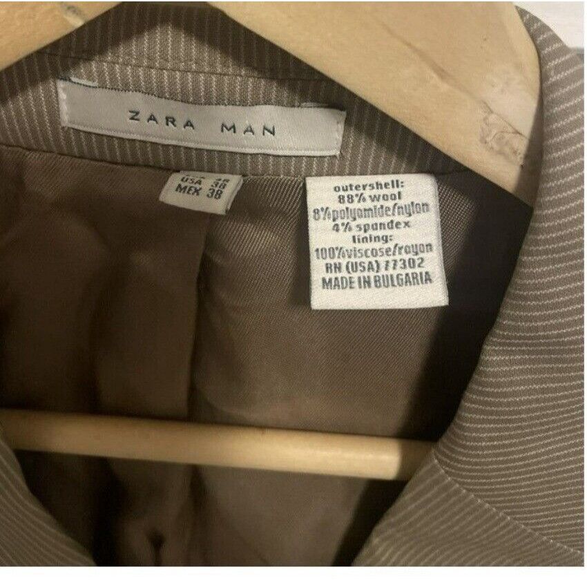 Zara Zara Man Men’s Blazer Brown Striped 2 Button Size 38 Size 38R - 7 Thumbnail