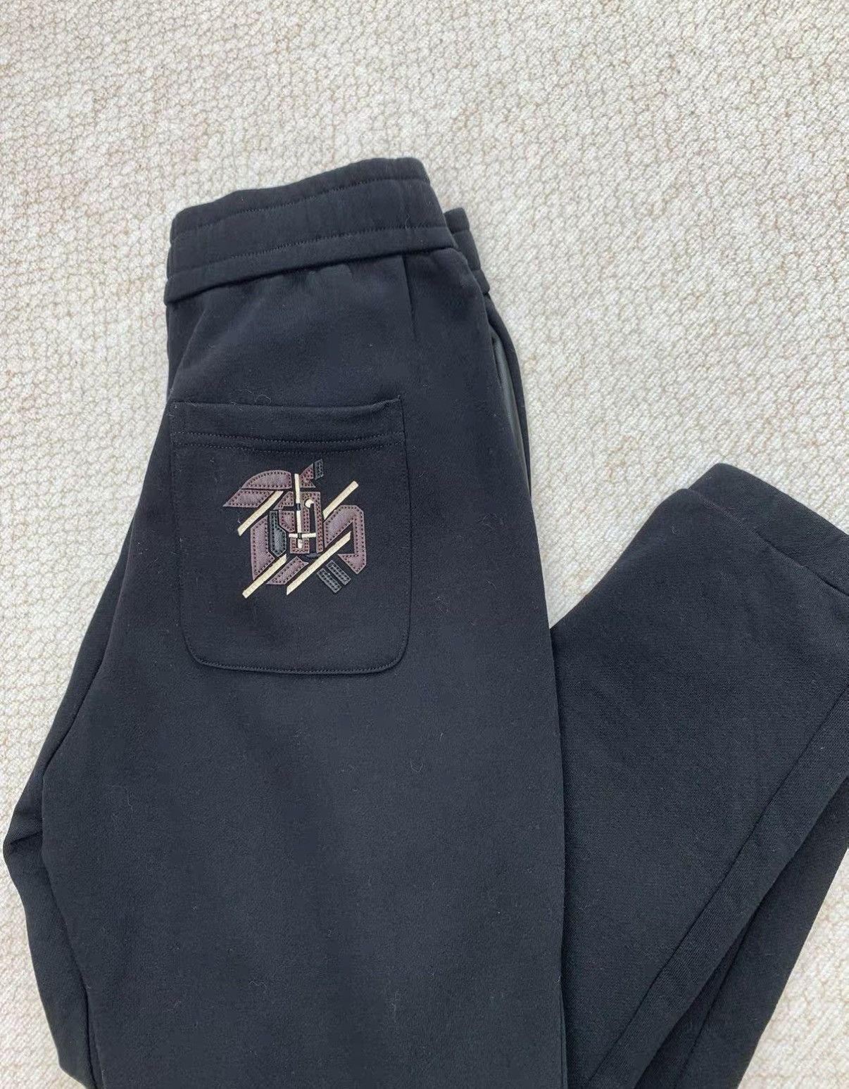 Hermes HERMÈS Black Jogger Pants with Horse Leather Embroidery Size US 36 / EU 52 - 2 Thumbnail