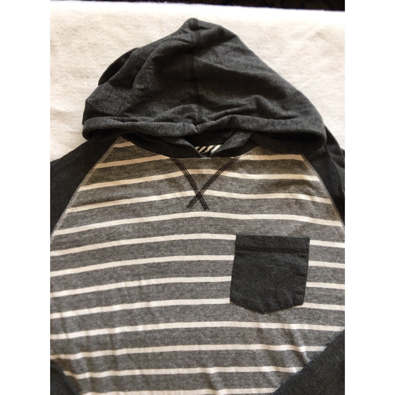 Vintage Distortion Hooded Shirt Mens L Gray Long Sleeve Knit Cotton Blend Pullover American Cross Training Size US L / EU 52-54 / 3 - 2 Thumbnail