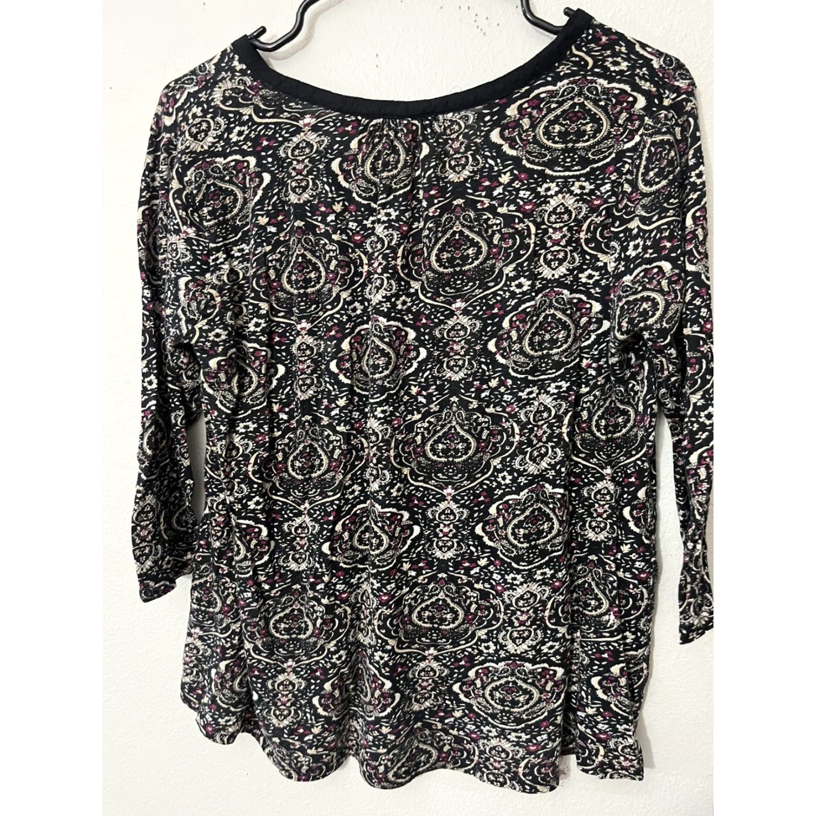 Lucky Brand VINTAGE Lucky Brand Sheer Henley Blouse Women’s Size Large Black Boho Love Size L / US 10 / IT 46 - 3 Thumbnail