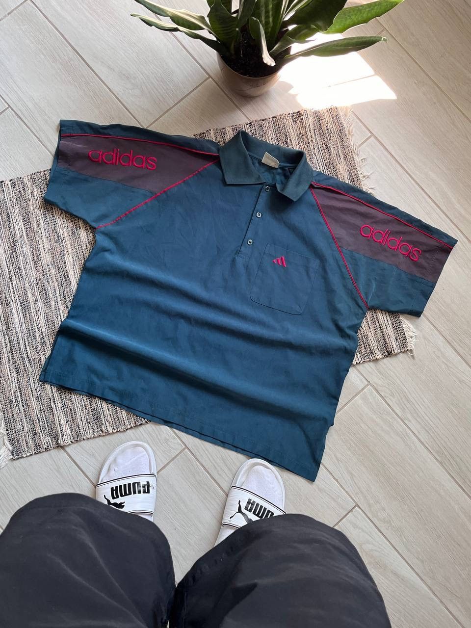 Adidas × Equipment × Vintage Vintage Polo Adidas Equipment T-shirt green many logos Size US XL / EU 56 / 4 - 1 Thumbnail