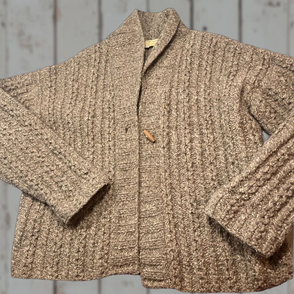Vintage VINTAGE Purple Mountain Brown Sweater Wool Hand Knit Cardigan Toggle Button Cowl Neck S Women Cardigan Knit Chunky Bohemian Fall Winter Classic Size S / US 4 / IT 40 - 1 Thumbnail