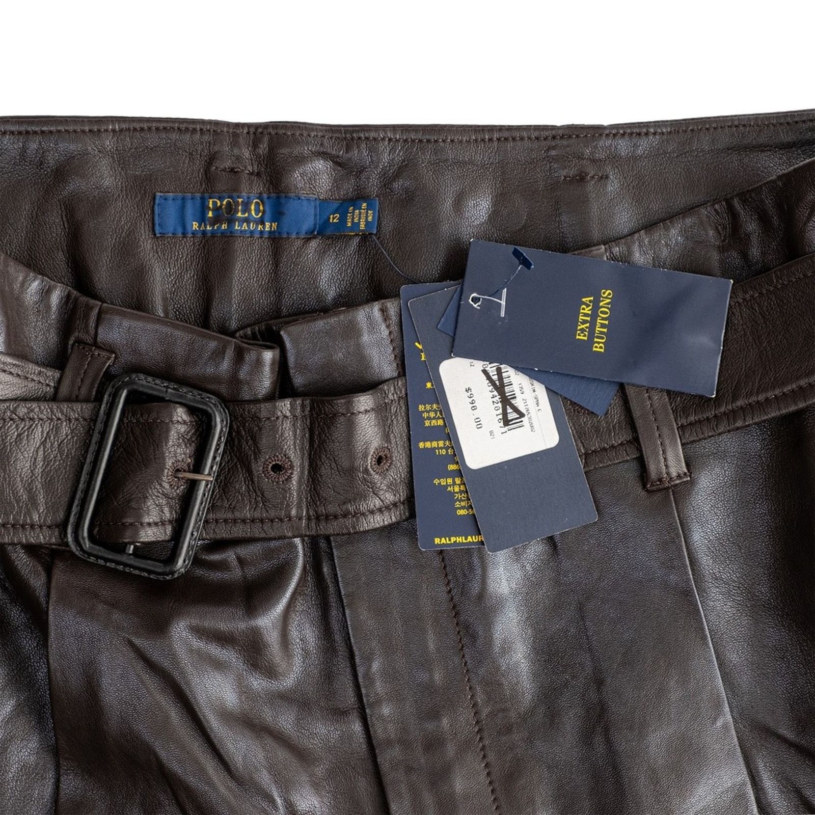 Polo Ralph Lauren NWT Polo Ralph Lauren Lambskin High-Rise Pants Brown Size 12 Size 34" / US 12 / IT 48 - 8 Thumbnail