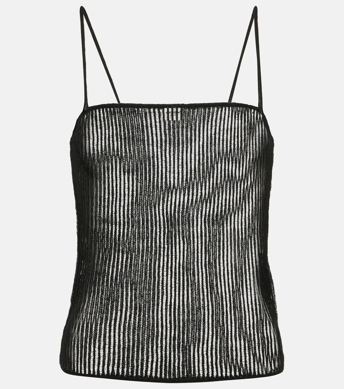 Saint Laurent Paris o1s1wg110924 Ribbed-Knit Linen and Silk Tank Top in Black Size XL / US 12-14 / IT 48-50 - 1 Thumbnail