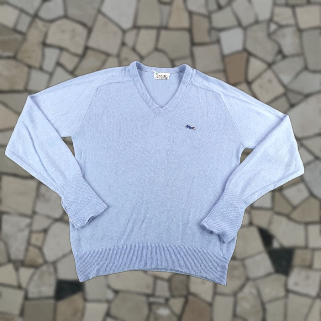 Lacoste VINTAGE Lacoste Izod Sweater Mens Medium Blue V-Neck Croc Logo Pullover 60s Size US M / EU 48-50 / 2 - 1 Thumbnail
