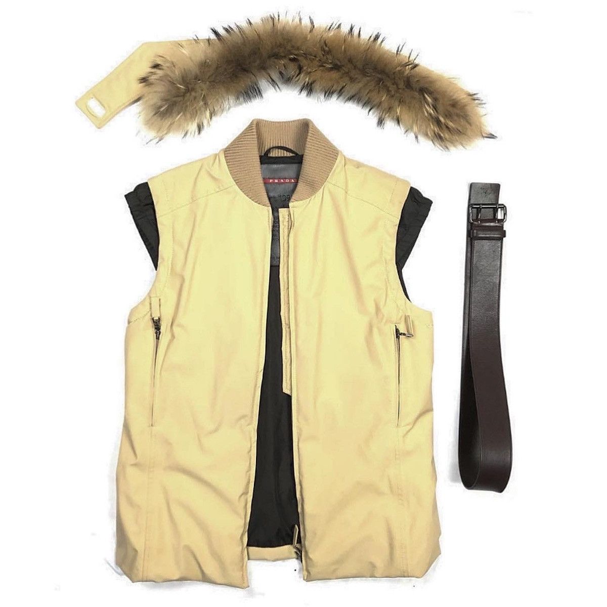 image of Prada Fur Vest Fw99 in Beige, Men's (Size Small)