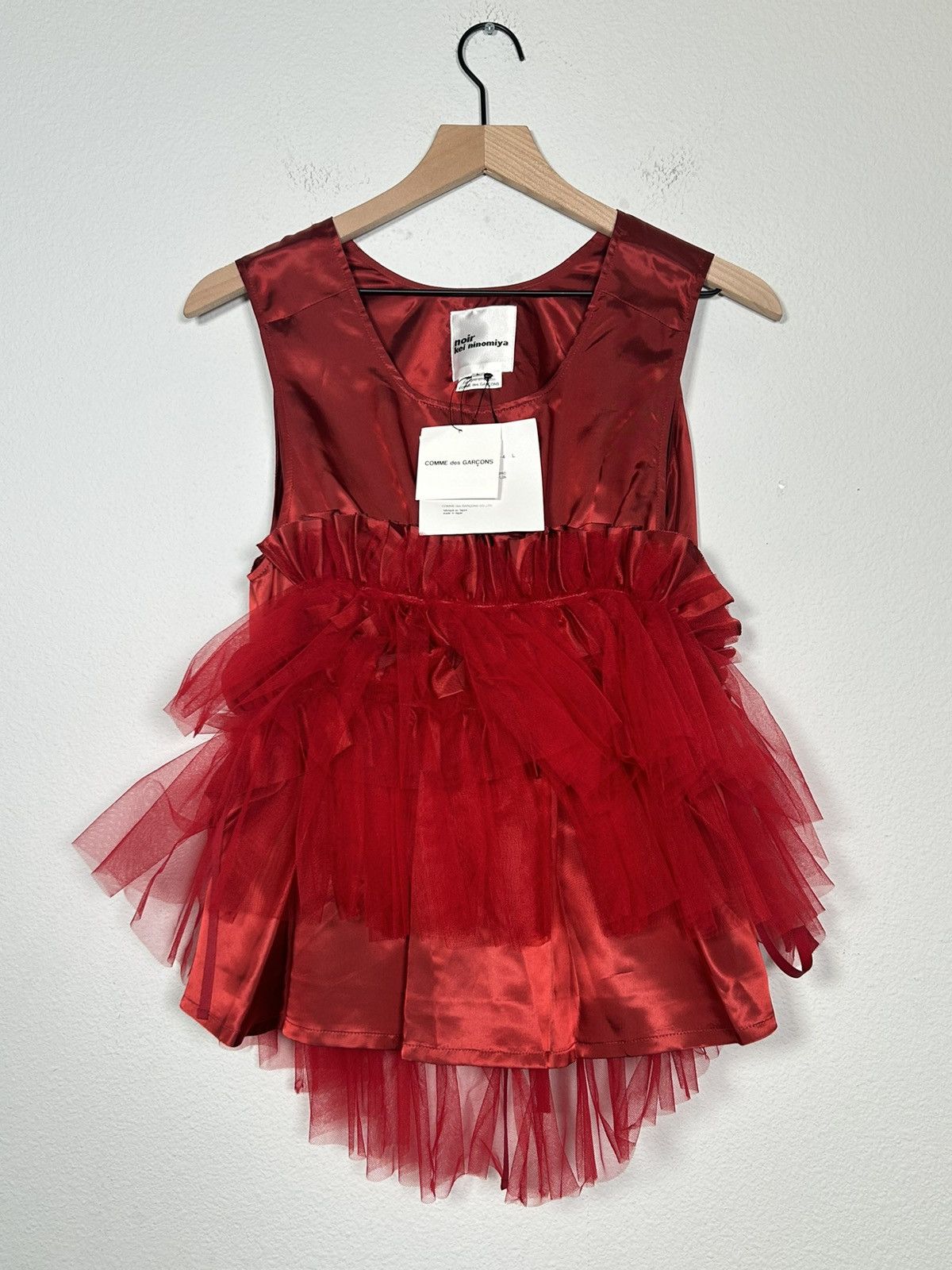 Noir Kei Ninomiya NWT! FW20 Satin Ruffle Tulle Blouse Size L / US 10 / IT 46 - 1 Thumbnail
