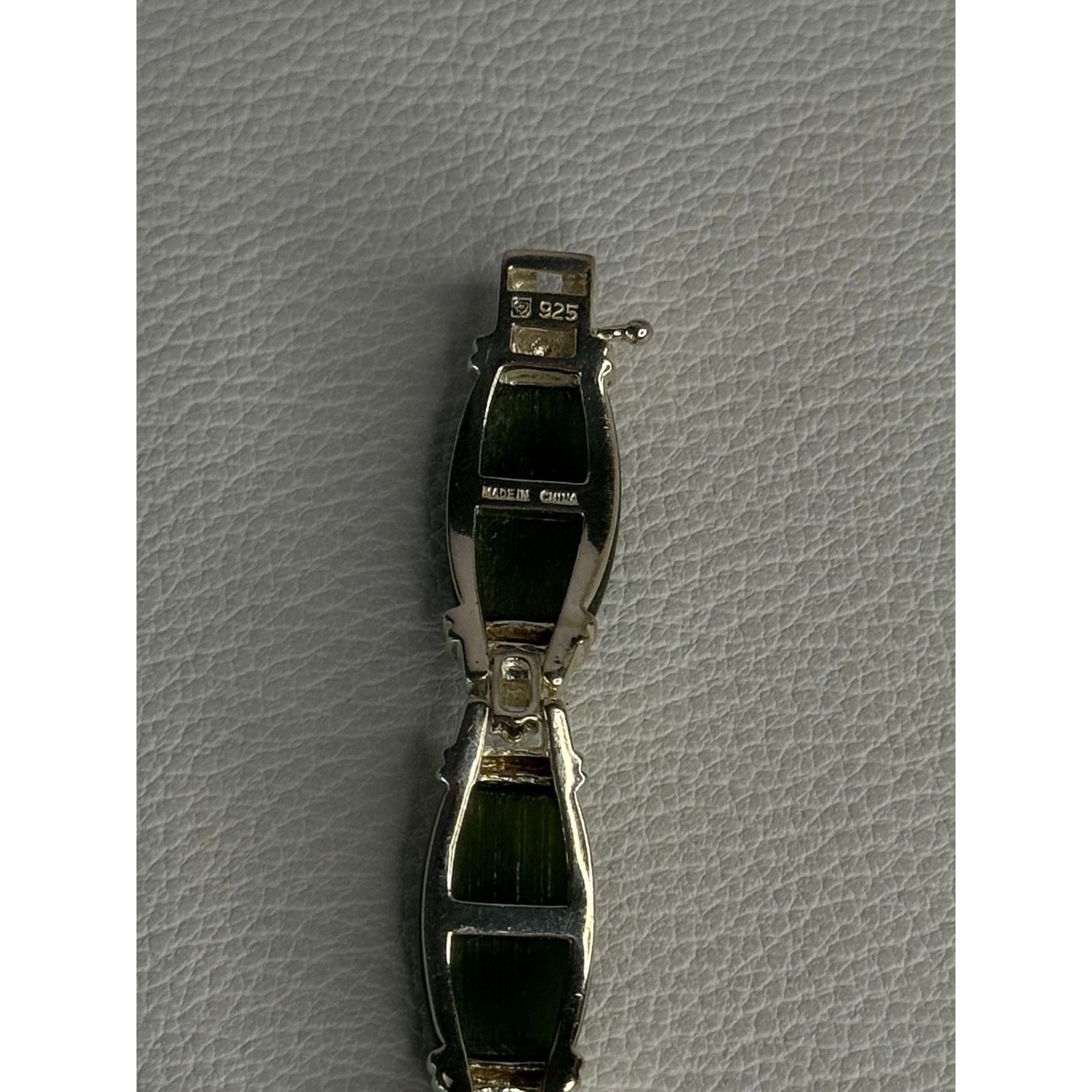 Jewelry 925 STERLING SILVER GREEN NEPHRITE BRACELET LENGTH 7.5 Size ONE SIZE - 9 Thumbnail