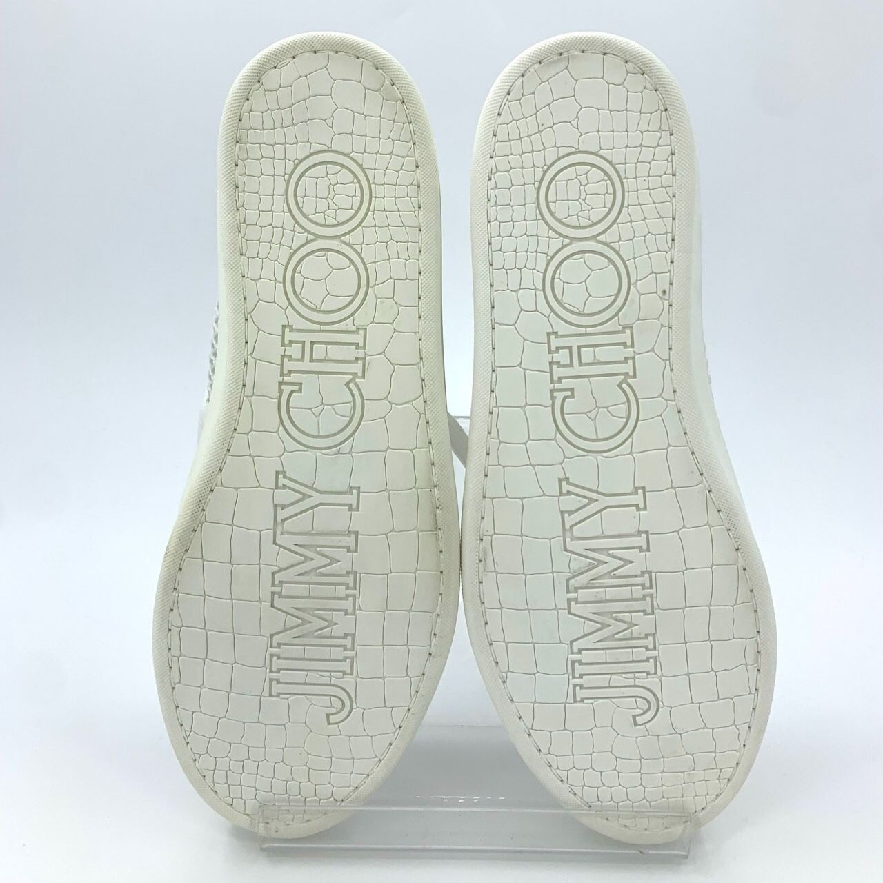 Jimmy Choo Jimmy Choo White Mesh & Leather High-Top Lace-Up Sneakers, S Size US 10 / IT 40 - 5 Thumbnail