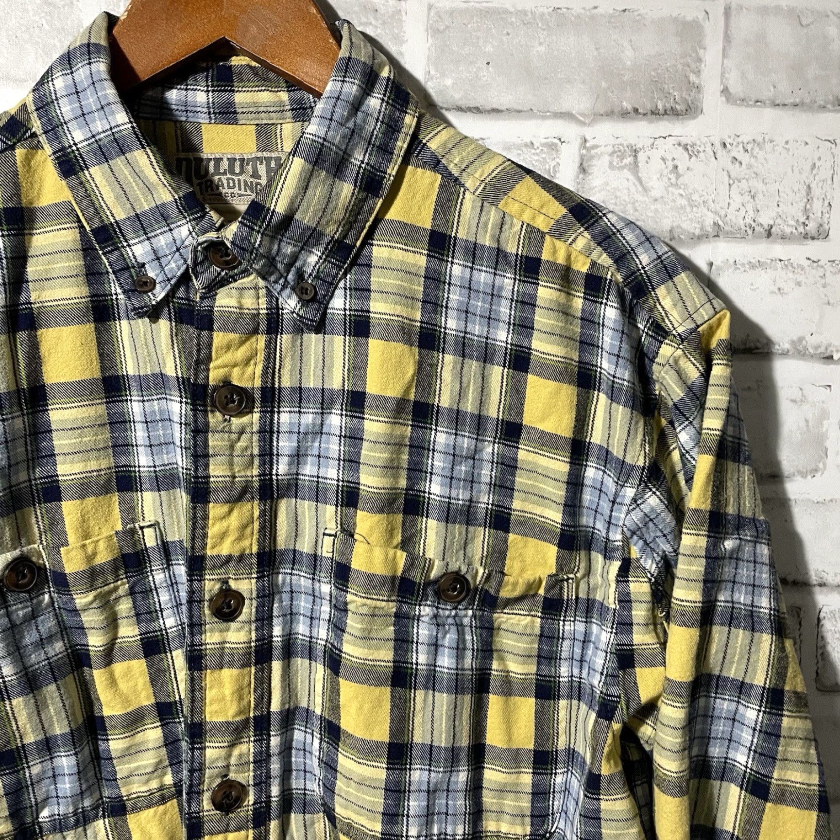 CO Duluth Yellow Plaid Cotton 3/4 Sleeve Button-Down Flannel Shirt Mens Size M Size US M / EU 48-50 / 2 - 2 Thumbnail