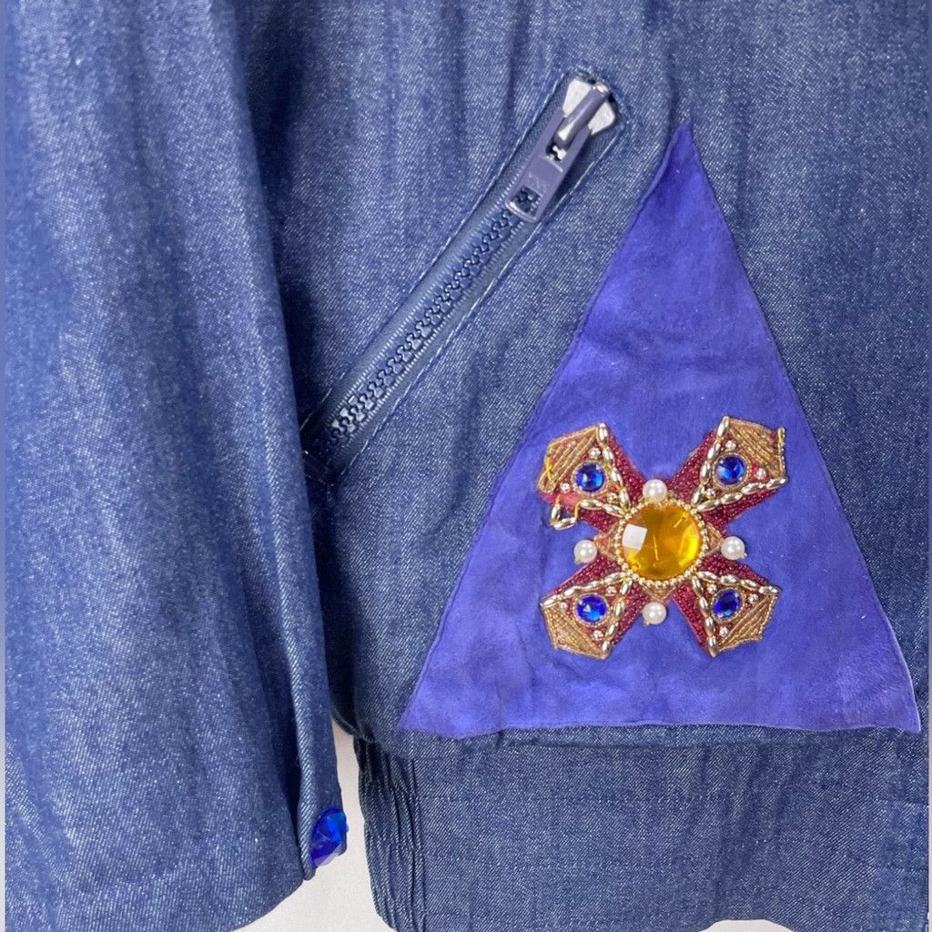Vintage Vintage Embellished Denim & Suede Patchwork Moto Bomber L Size L / US 10 / IT 46 - 7 Thumbnail