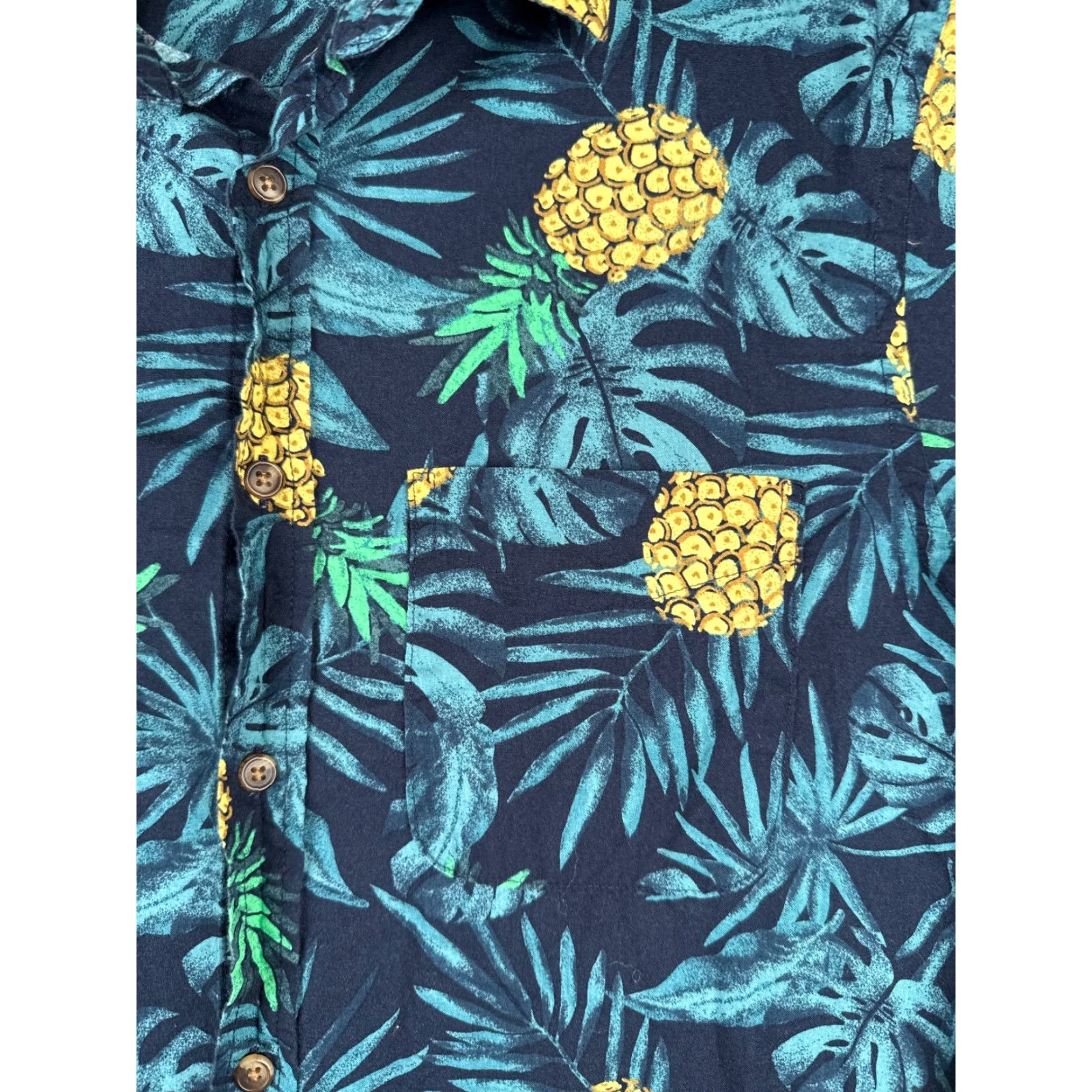 Old Navy VINTAGE Old Navy Shirt Men Small Blue Pineapple AOP Everyday Hawaiian 100% Cotton Size US S / EU 44-46 / 1 - 6 Thumbnail
