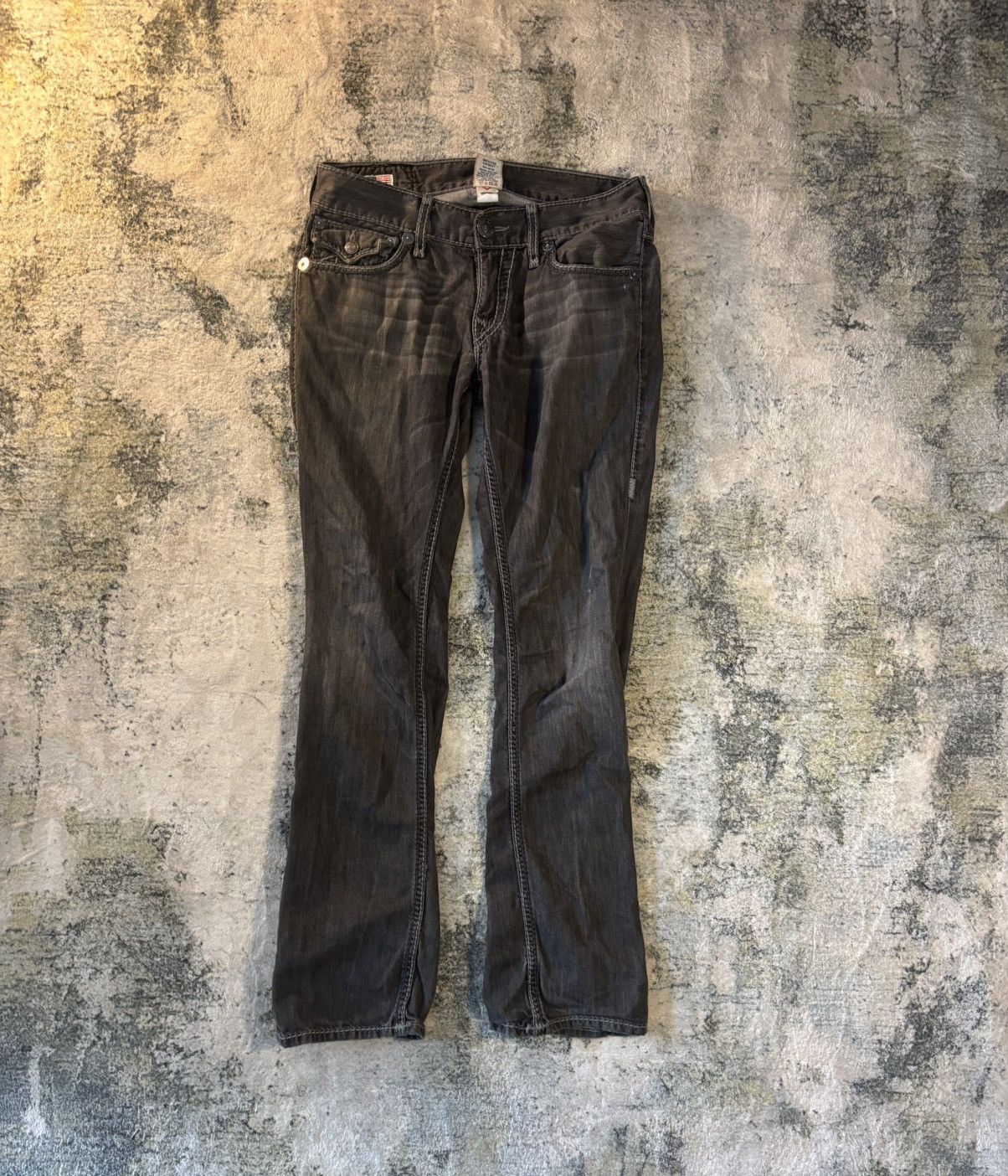 True Religion TRUE RELIGION JEANS - GREY, BLACK STITCHING - POCKET FLAPS Size US 30 / EU 46 - 2 Thumbnail