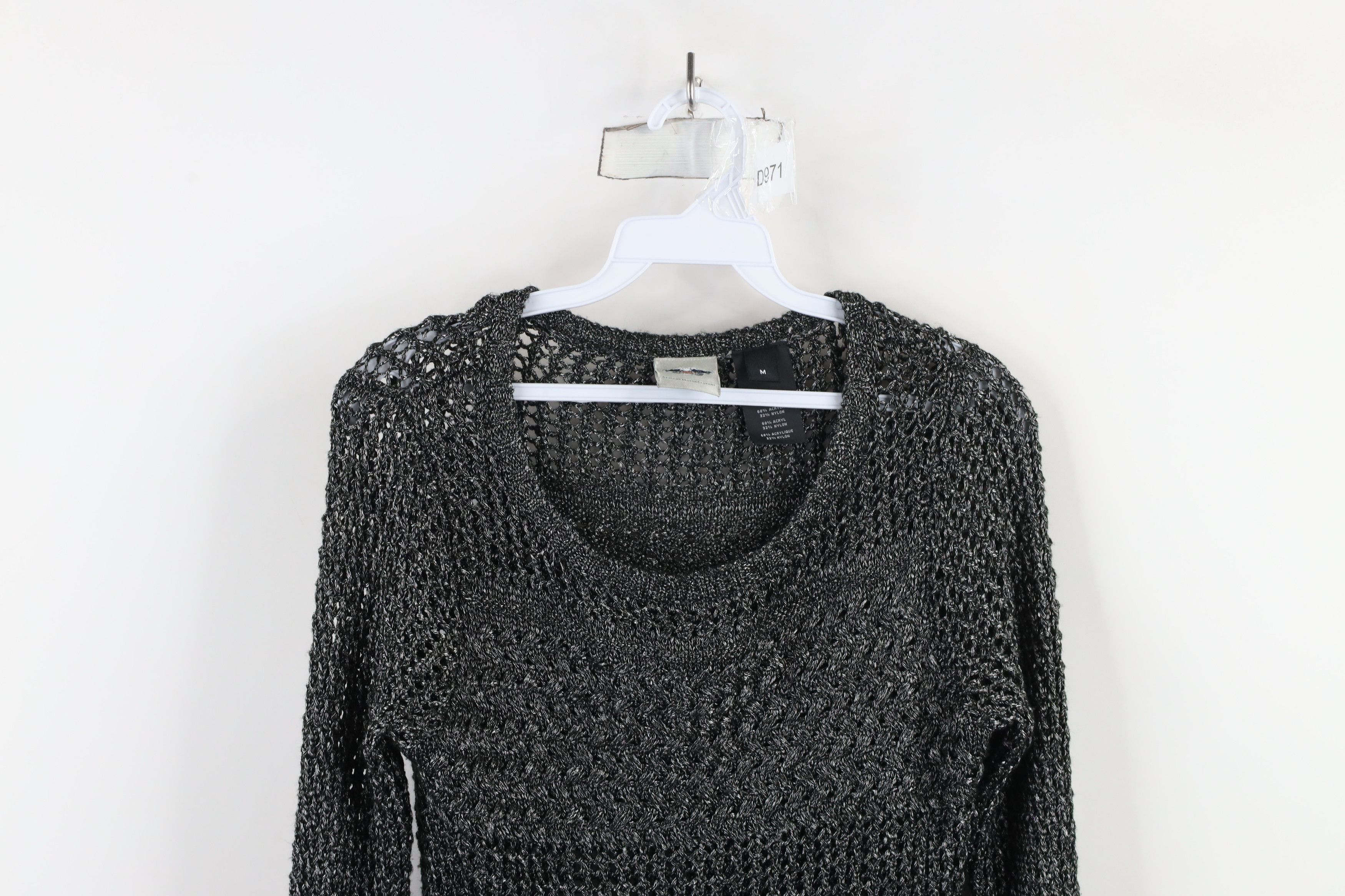 Harley Davidson × Vintage Vintage Y2K Harley Davidson Crochet Knit Sweater Silver Size M / US 6-8 / IT 42-44 - 2 Thumbnail
