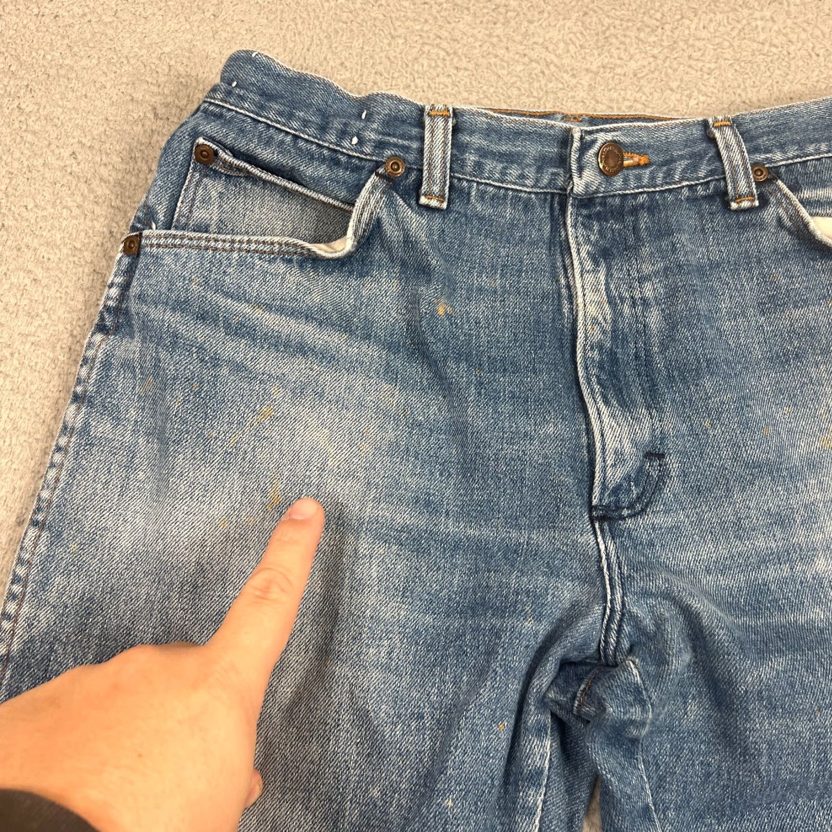 Wrangler VINTAGE Wrangler Jeans Men 31x28 Blue Straight Leg Distressed 80s Cowboy Denim Size US 31 - 7 Thumbnail