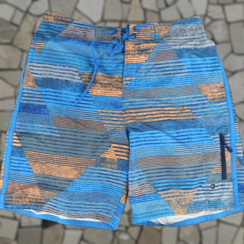 Nike Nike Lined Swimming Shorts Blue Patterned Men's L Size US 33 - 1 Thumbnail